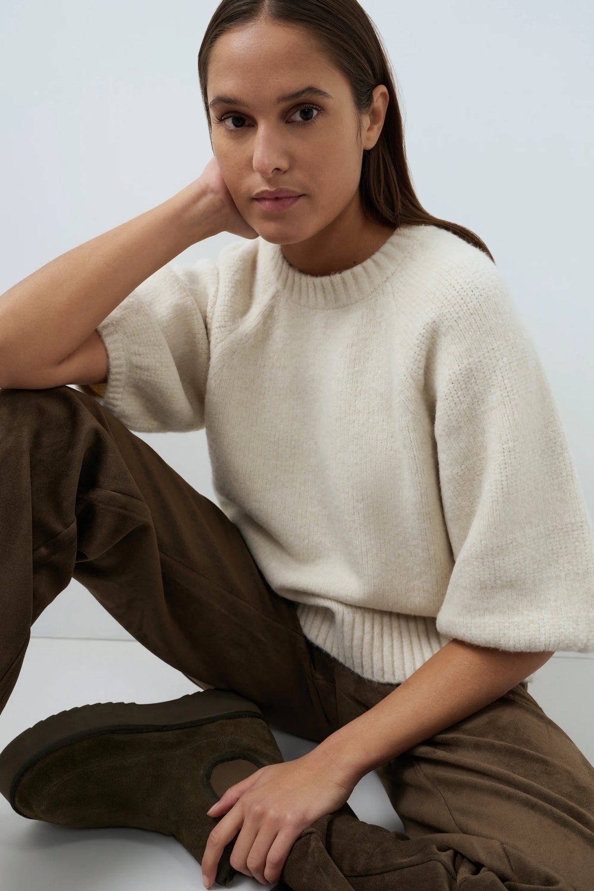 Strickpullover mit Ballonärmeln