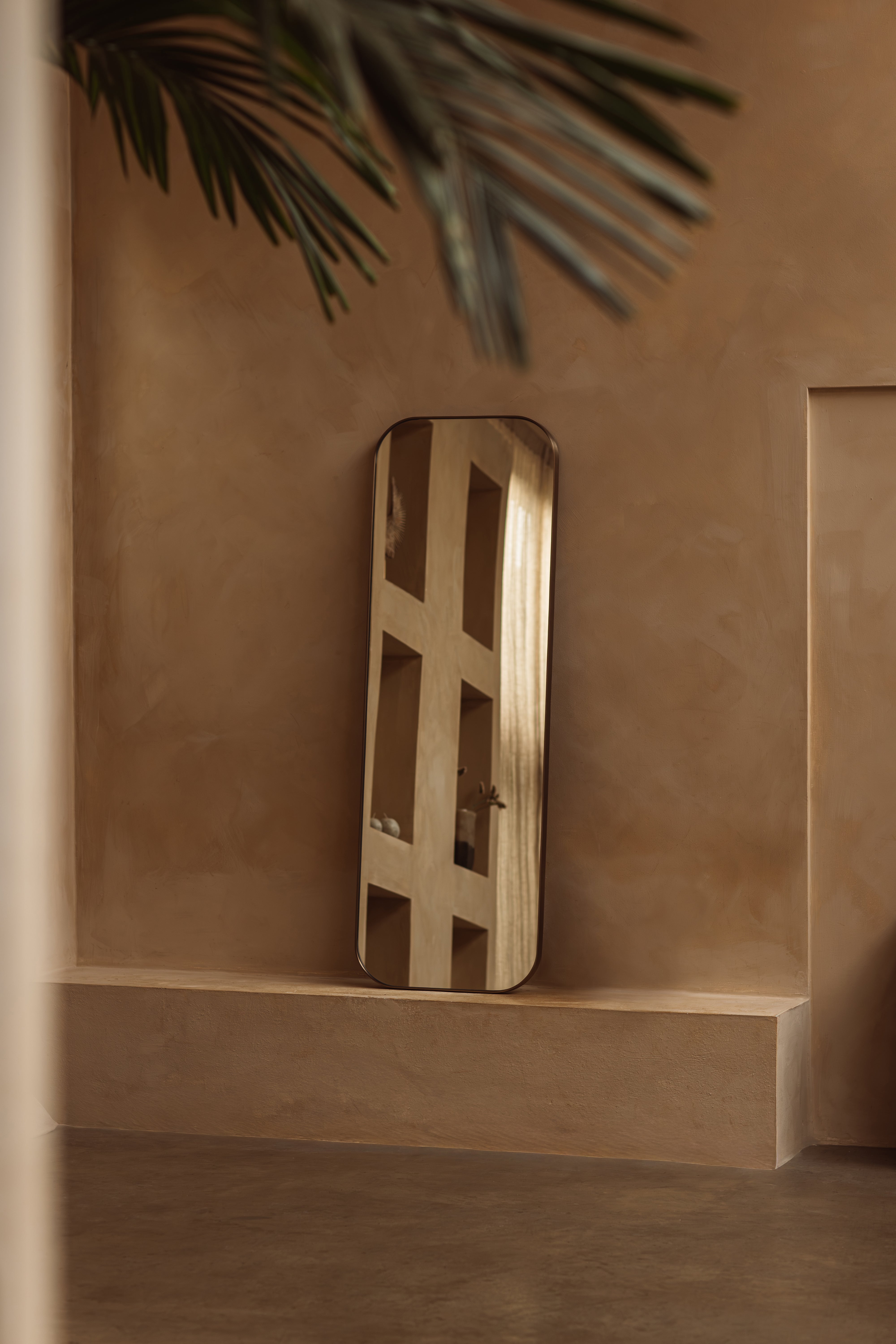 Rectangular mirror with metal frame