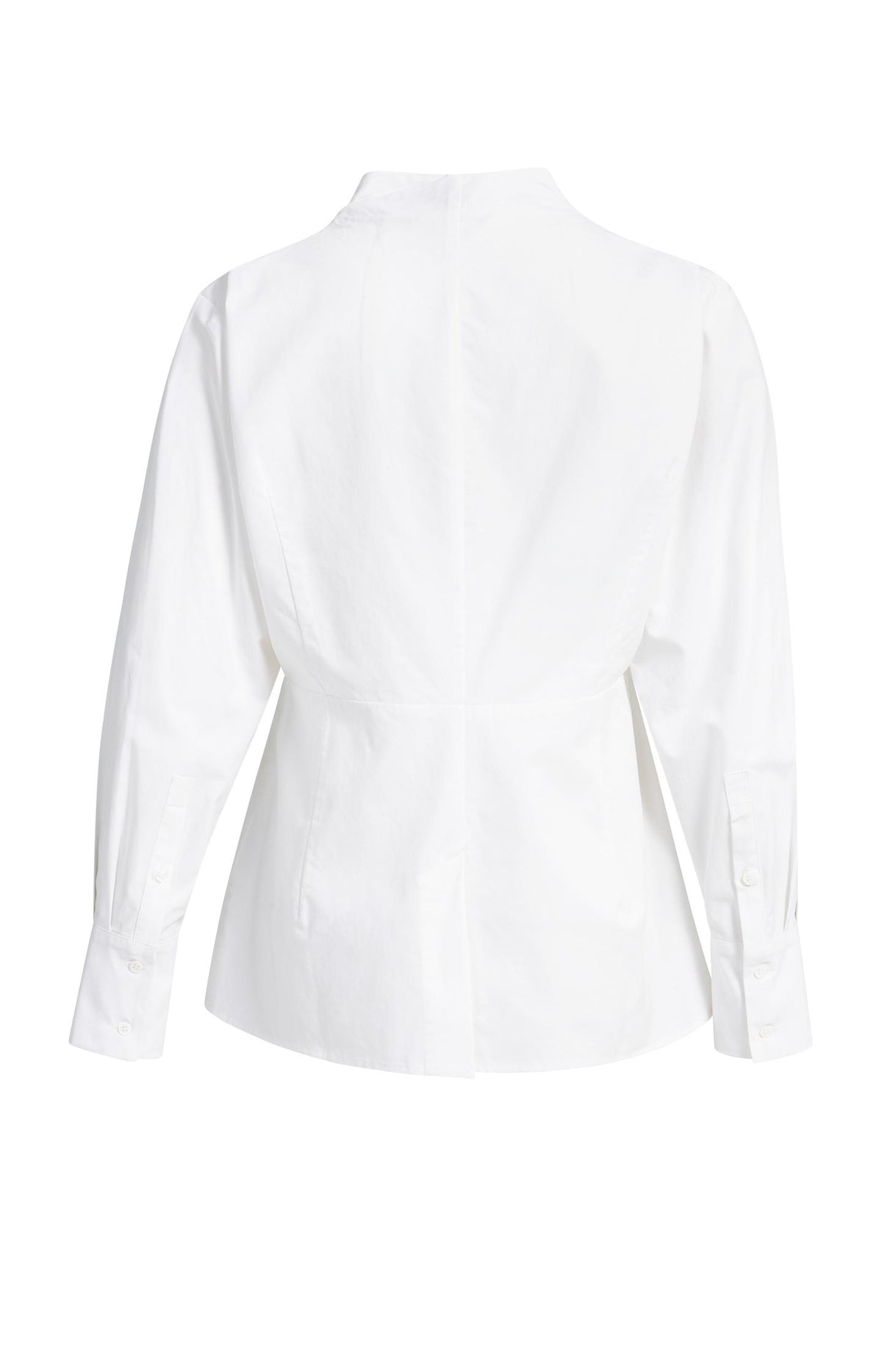 A-line blouse with stand collar - White