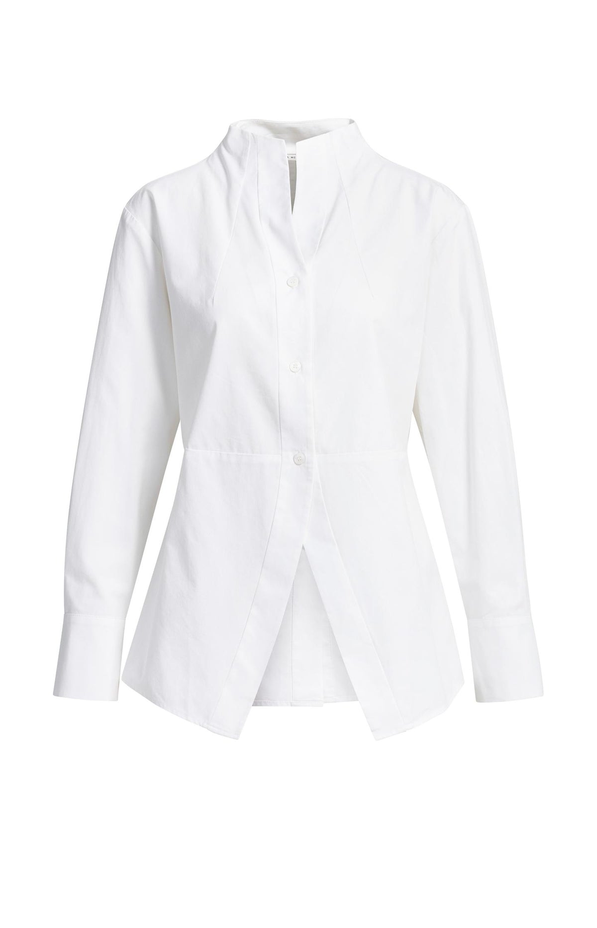 A-line blouse with stand collar - Pure White