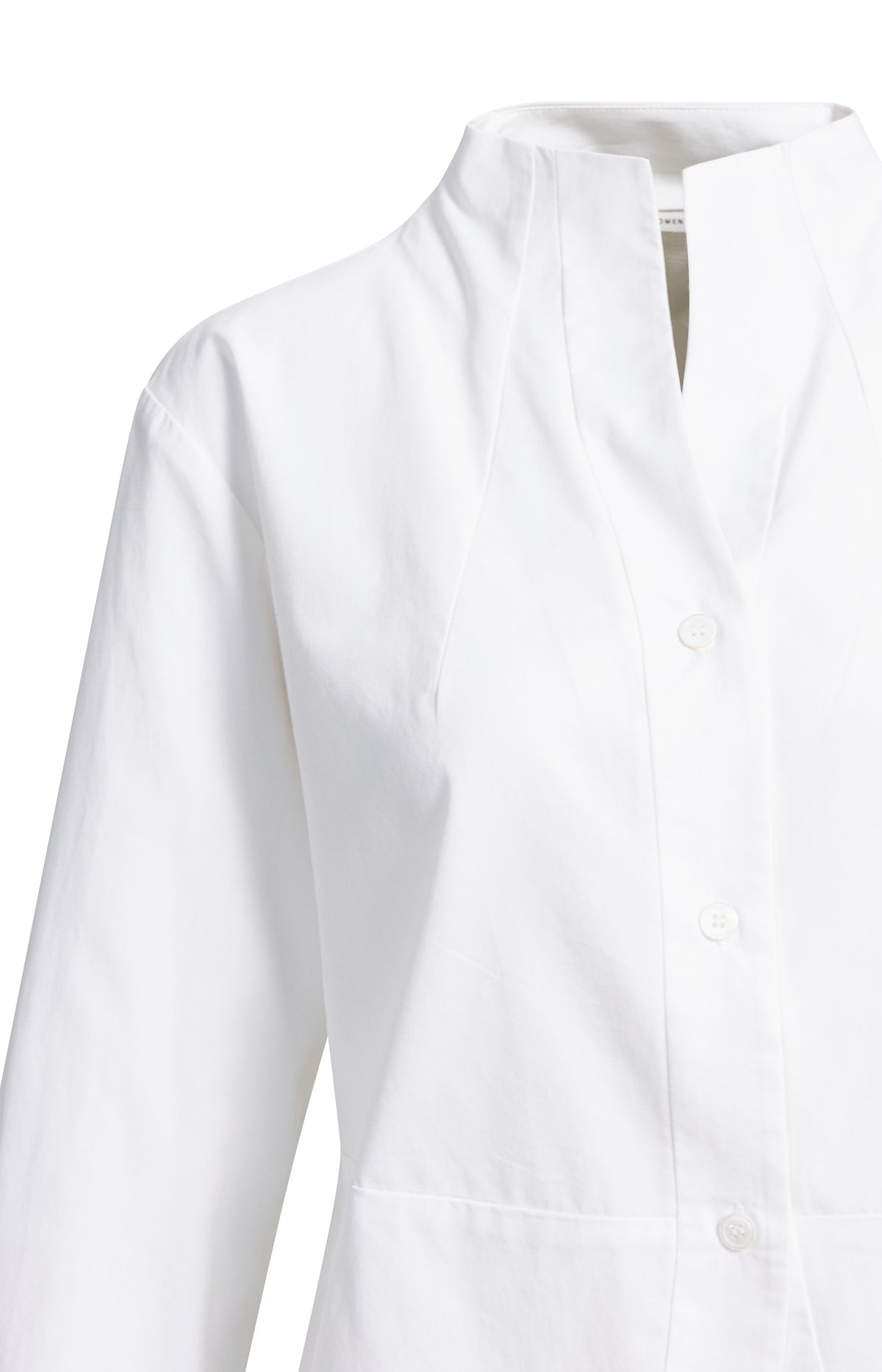 A-line blouse with stand collar - Pure White