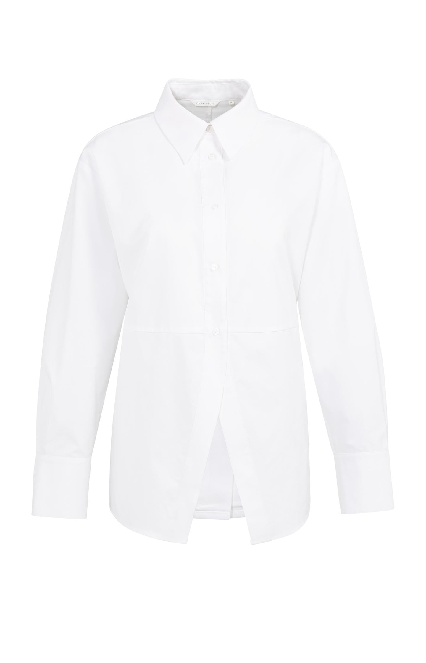 A-line poplin blouse with front slit detail