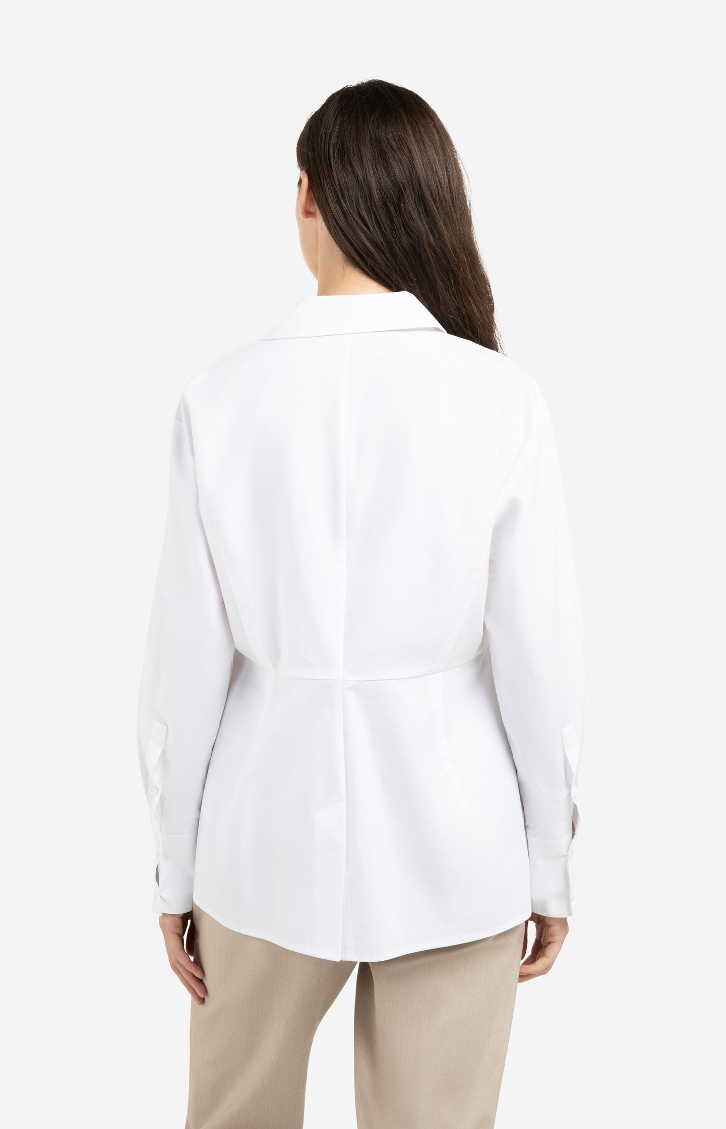 A-line poplin blouse with front slit detail