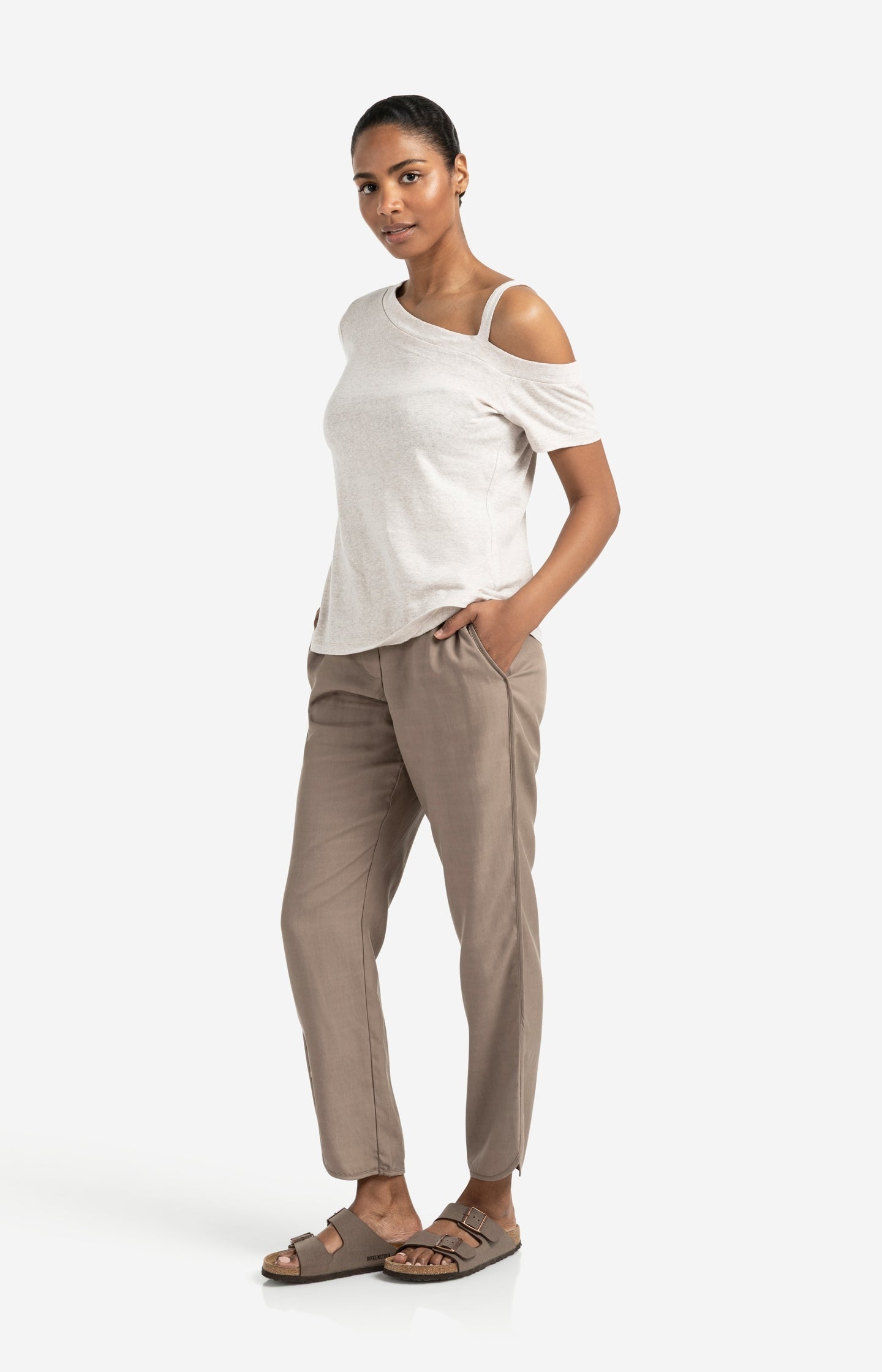 Asymmetric t-shirt with shoulder strap