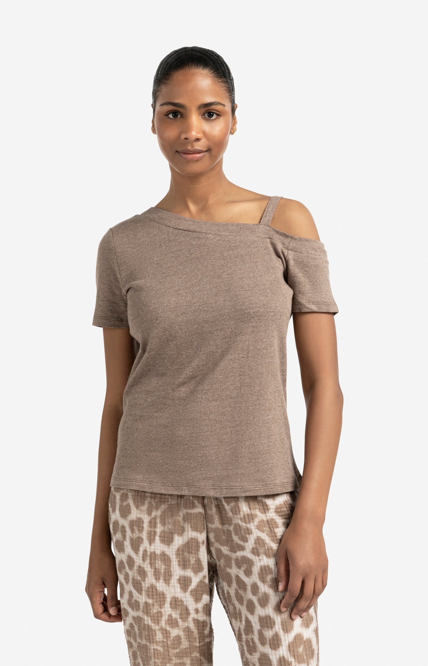 Asymmetric t-shirt with shoulder strap