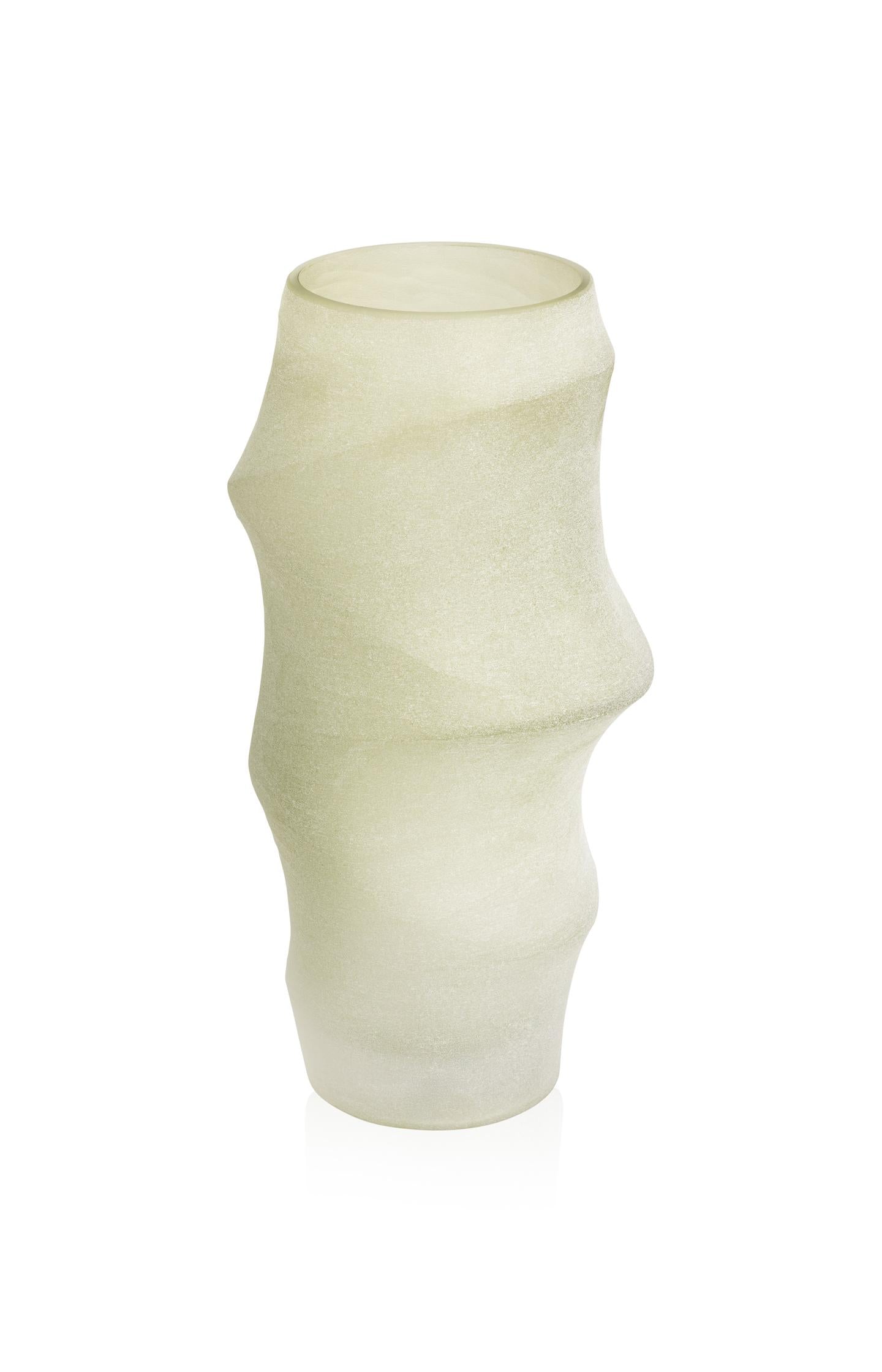 Asymmetrical matte glass vase