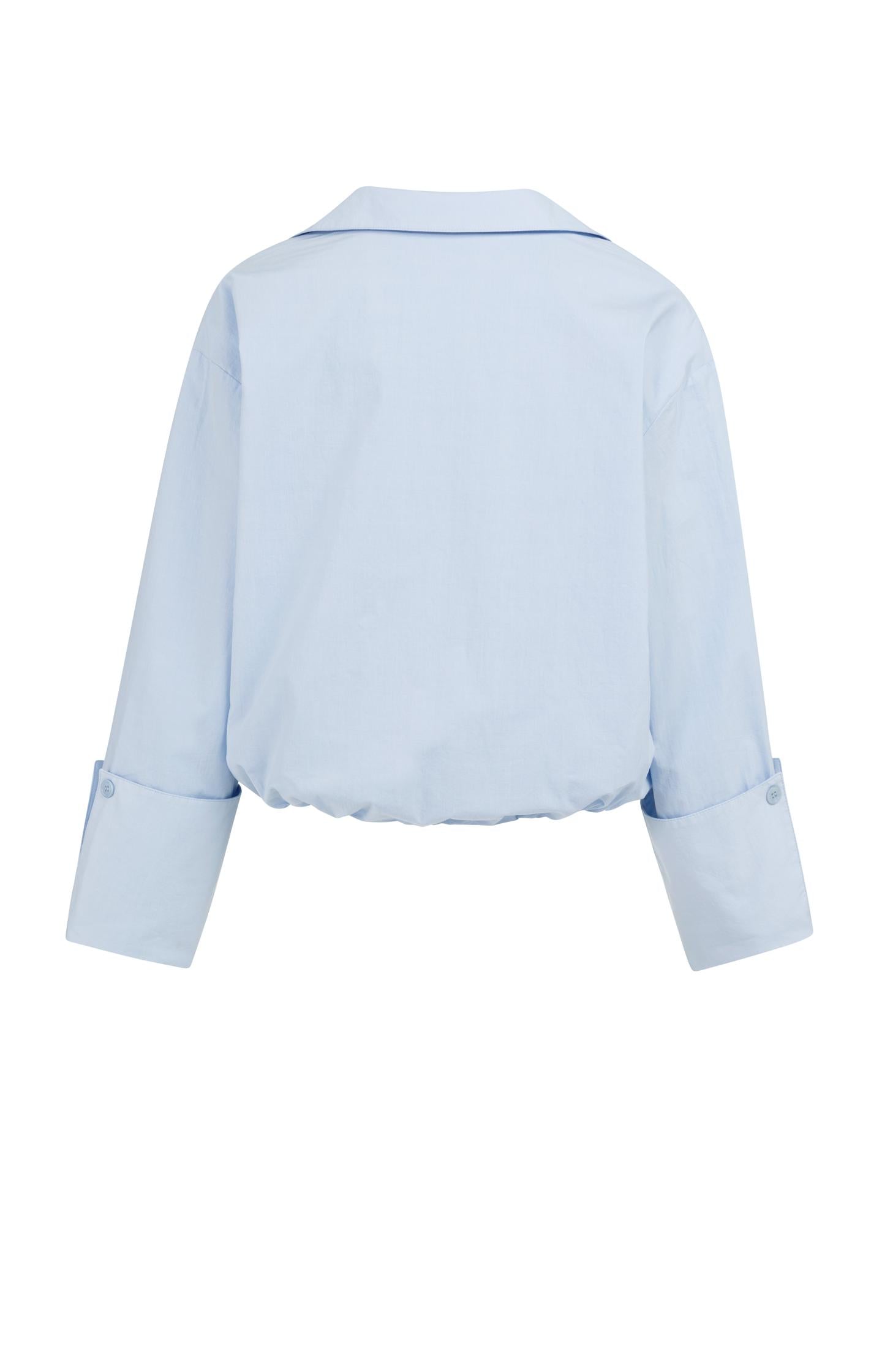 Balloon blouse with deep V-neck