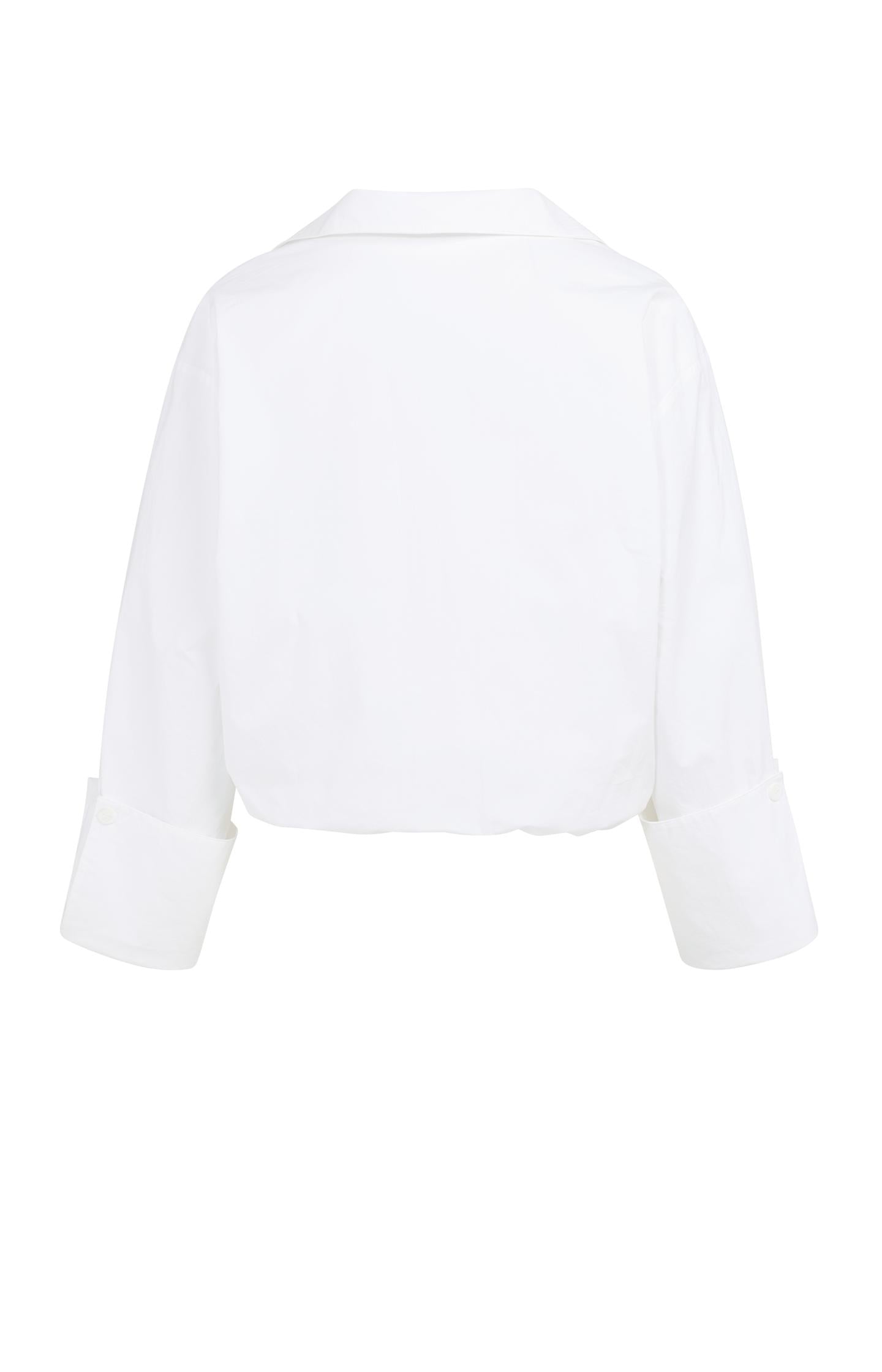 Balloon blouse with deep V-neck