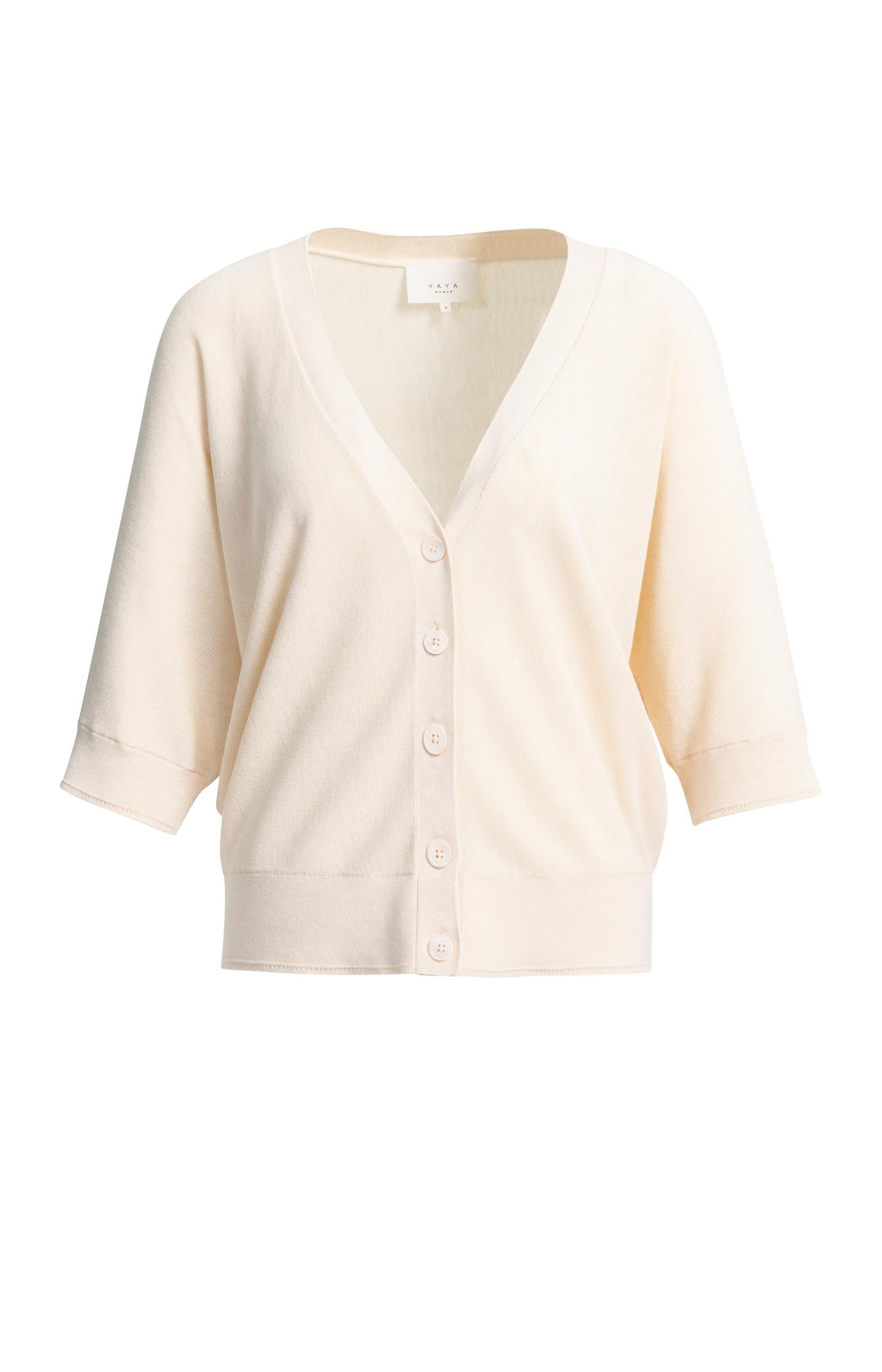 Batwing cardigan with short sleeves and button closure - Type: product