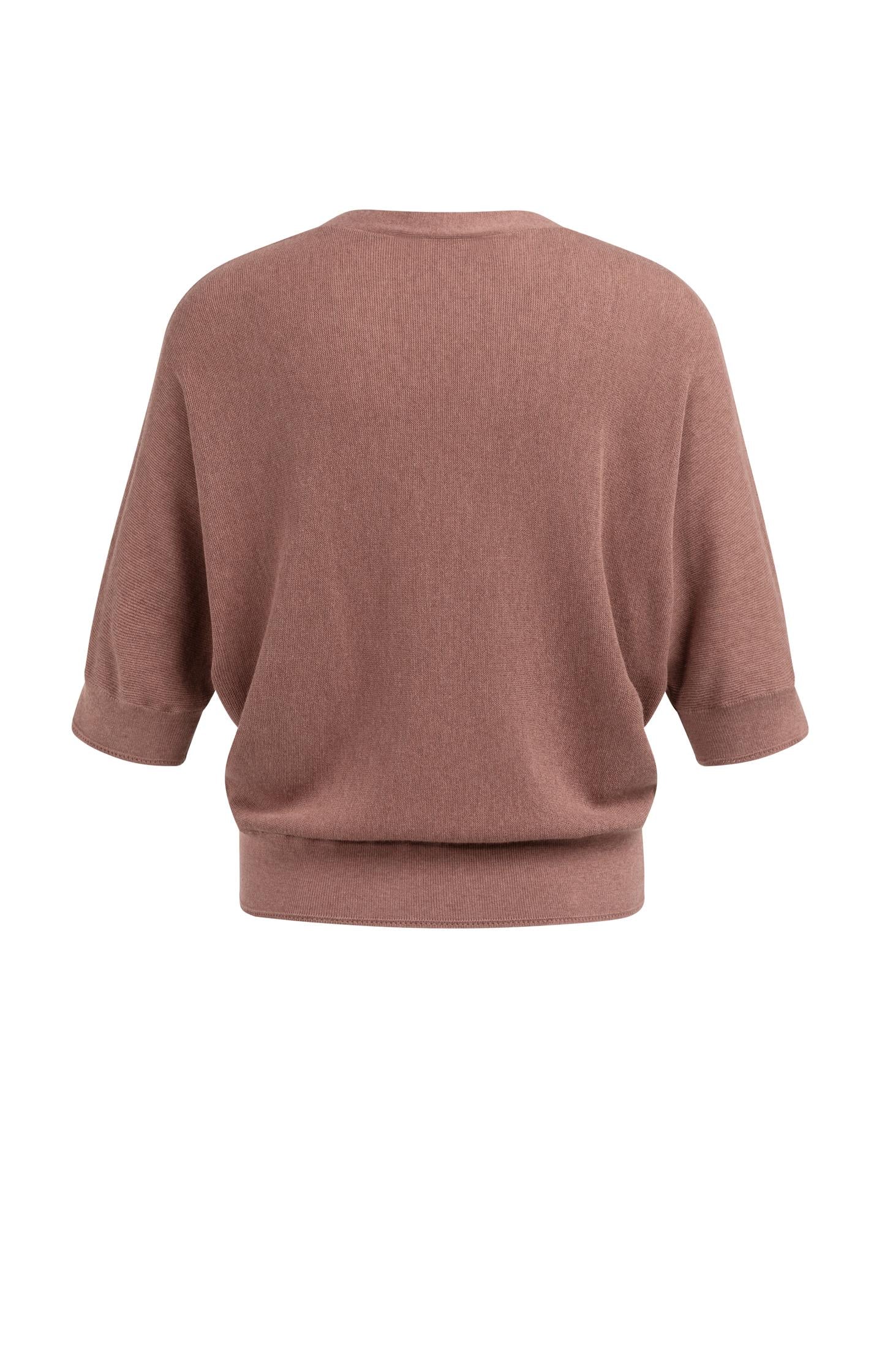 Batwing cardigan with short sleeves and button closure