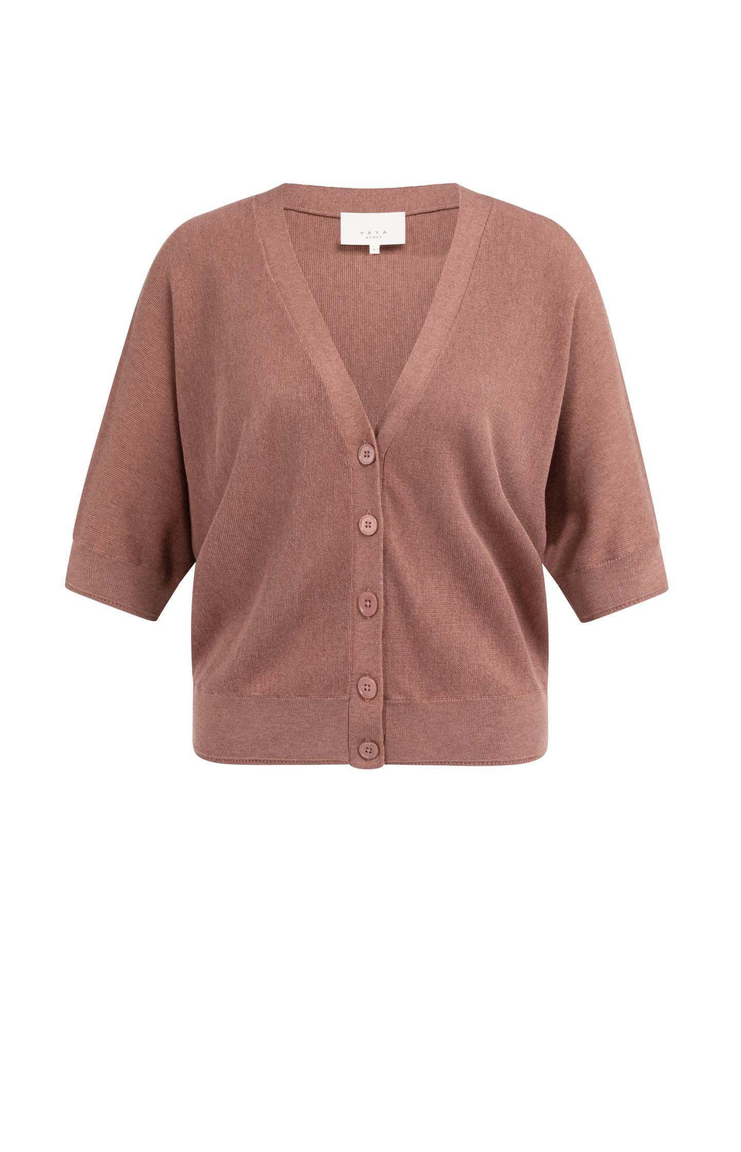 Batwing cardigan with short sleeves and button closure - Type: product