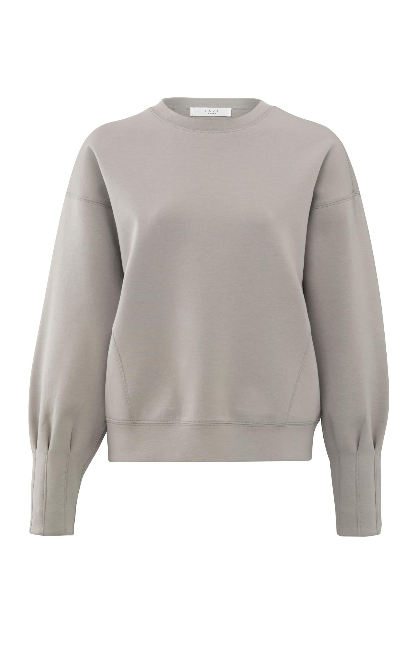Beige sweatshirt with pleated detail on long sleeves - Type: product