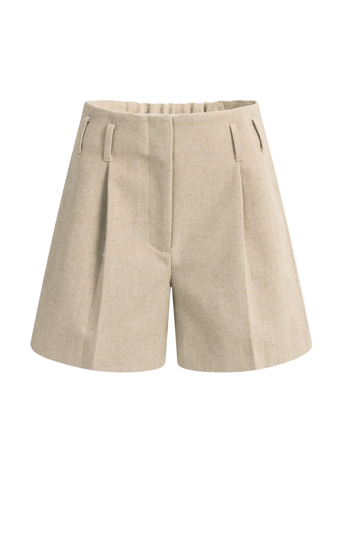Bermuda shorts in melange herringbone fabric - Beige