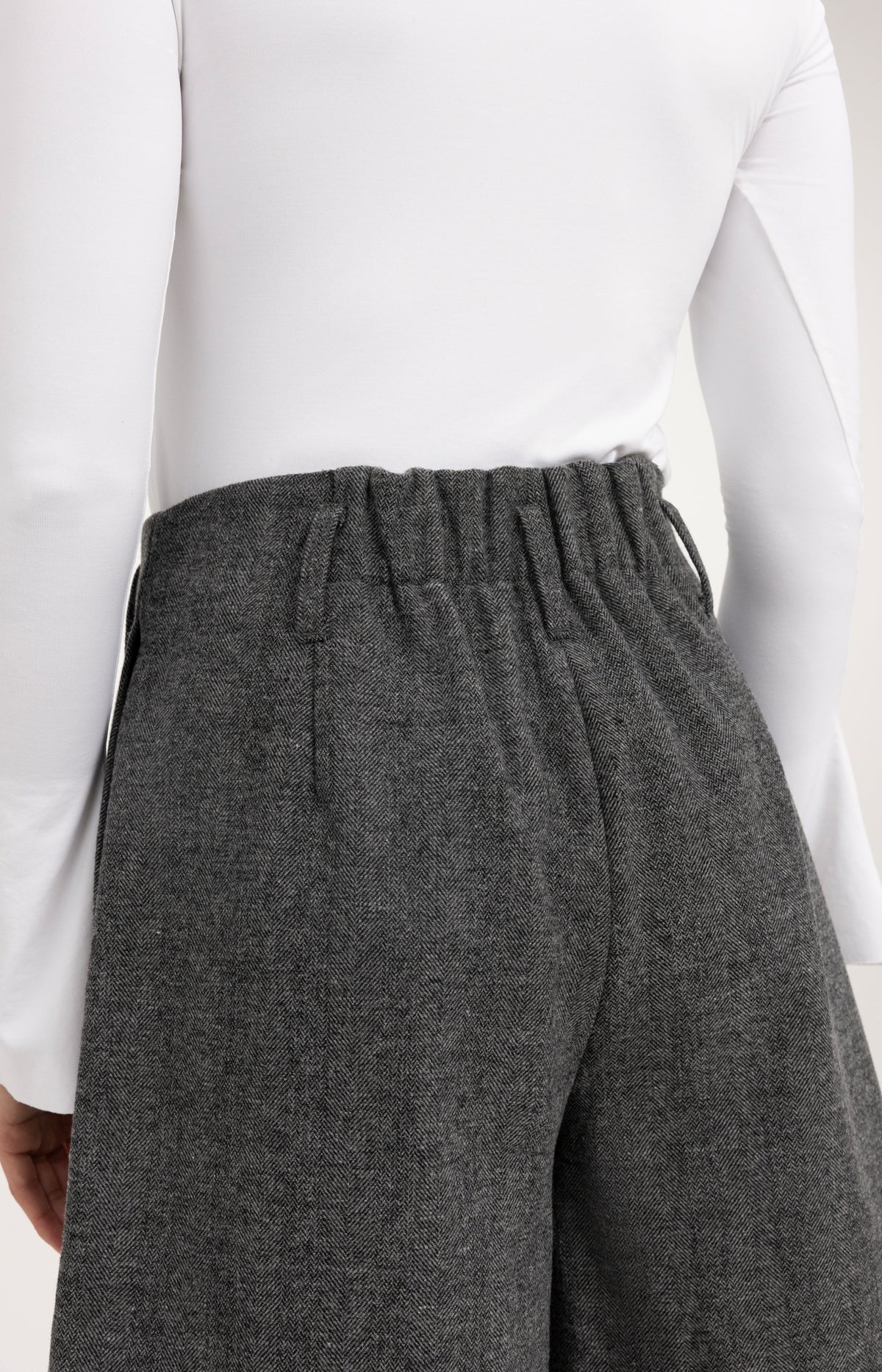 Short bermuda en matière chinée à chevrons - Medium Grey Melange