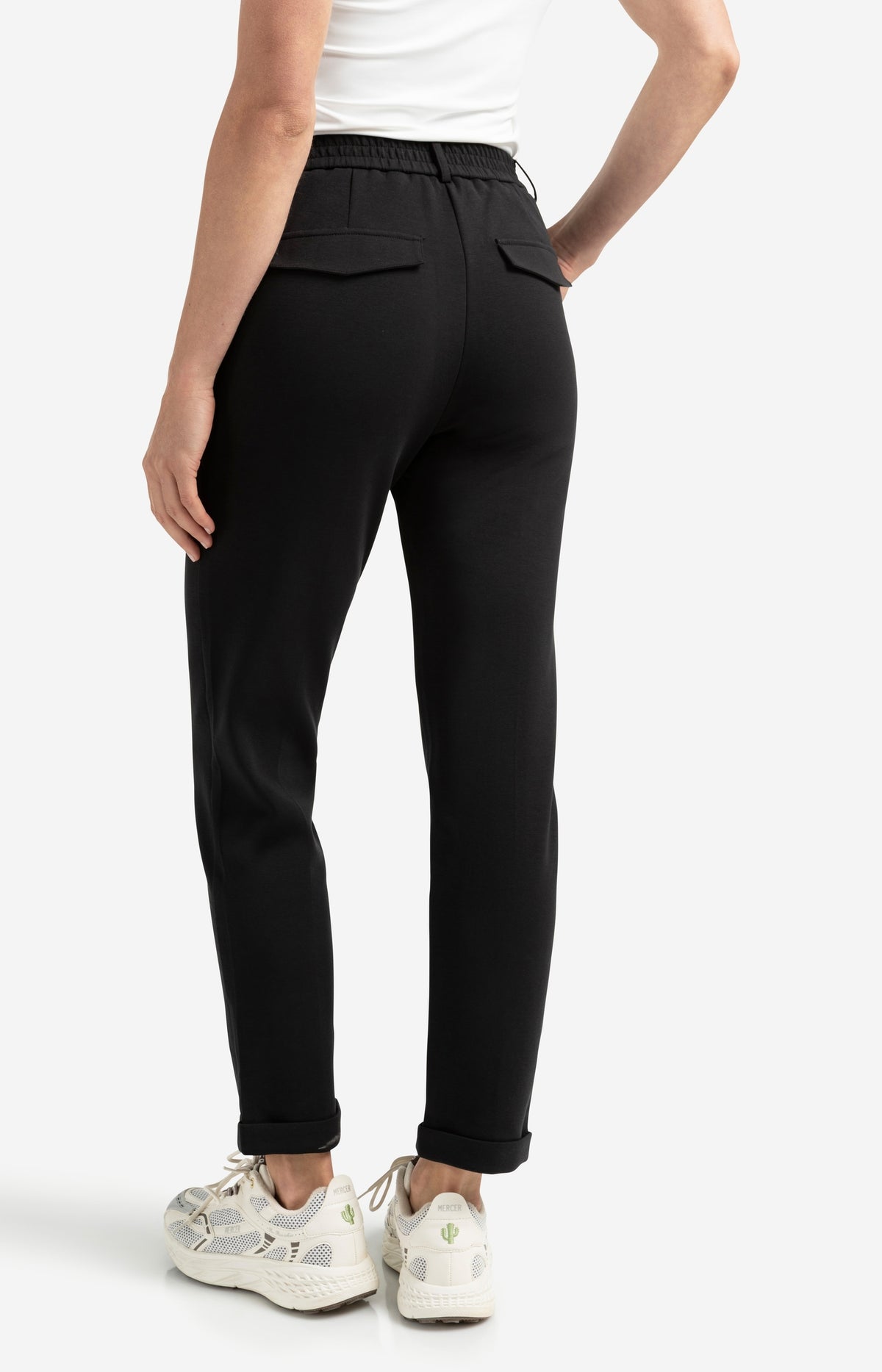 Scuba trousers with straight legs and flap pockets - Black