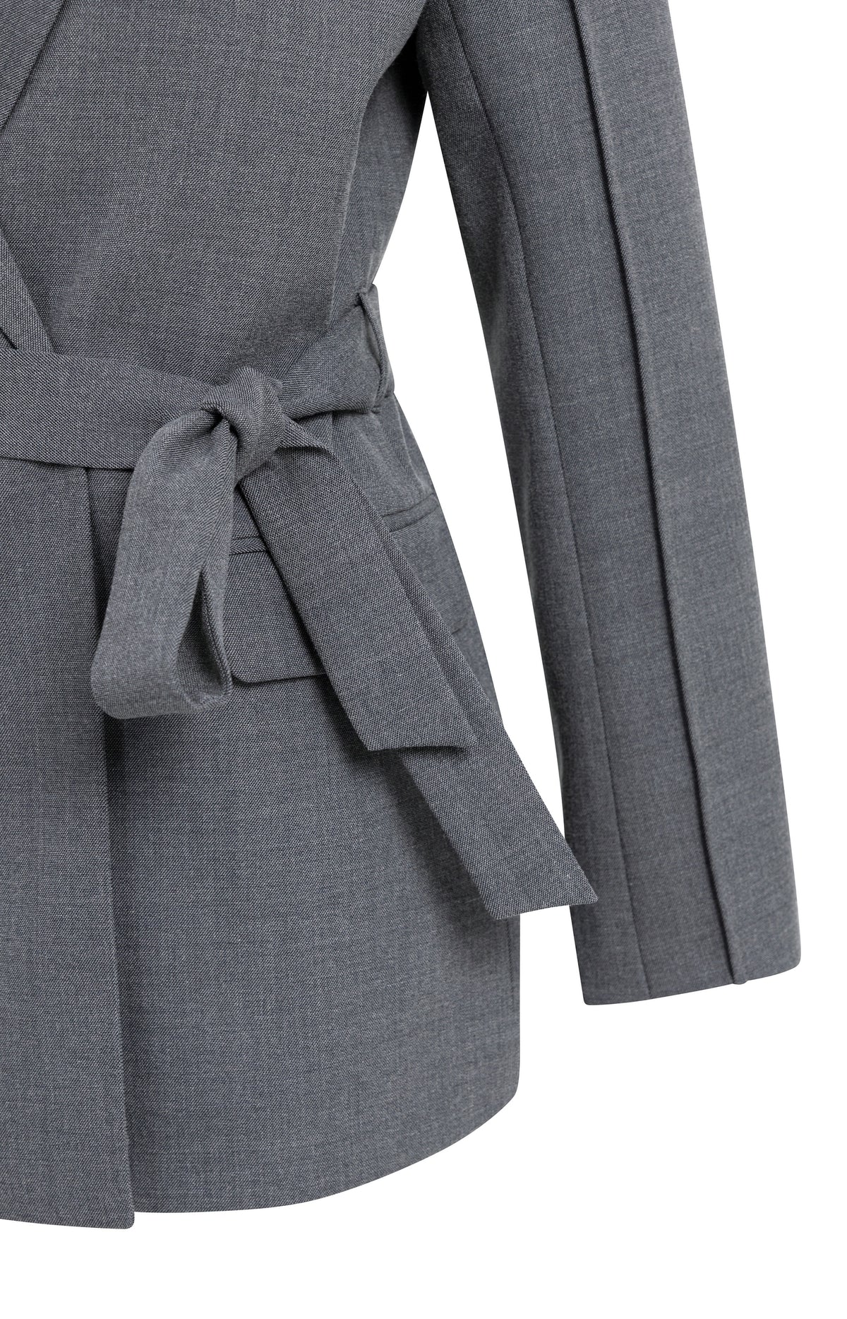 Blazer with belt detail - Medium Grey Melange