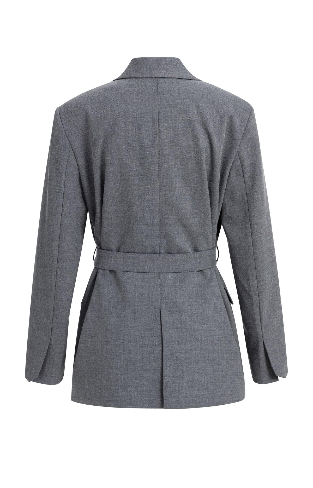 Blazer with belt detail - Medium Grey Melange