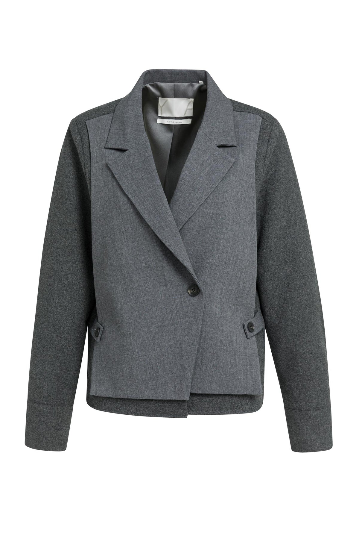 Blazer with contrast fabric and loose fit