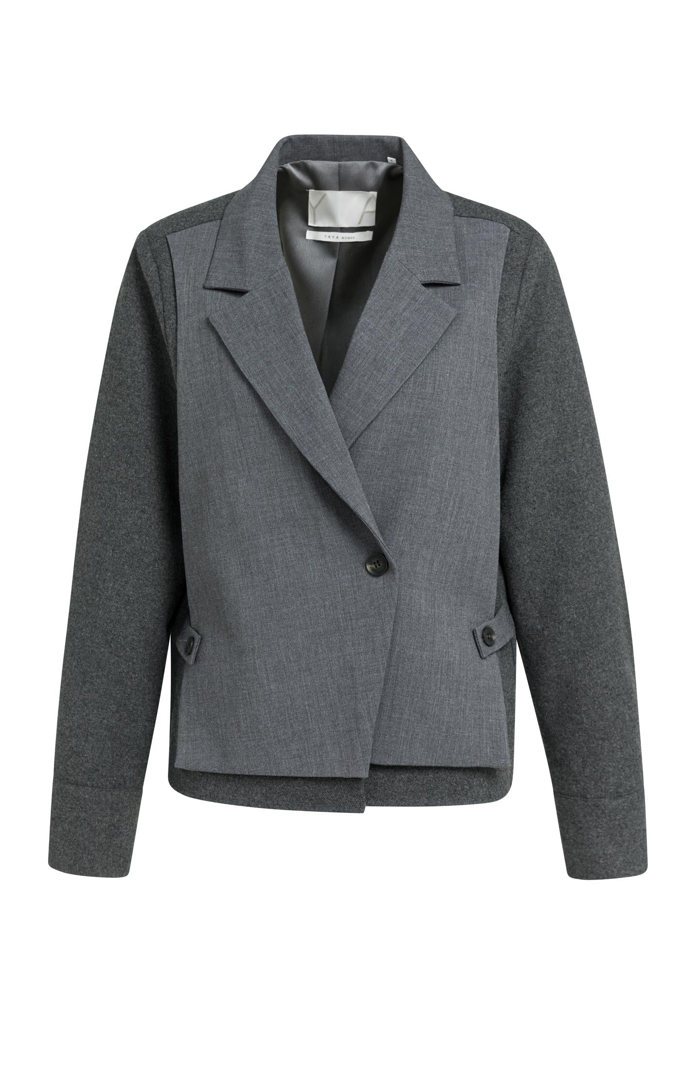 Blazer with contrast fabric and loose fit