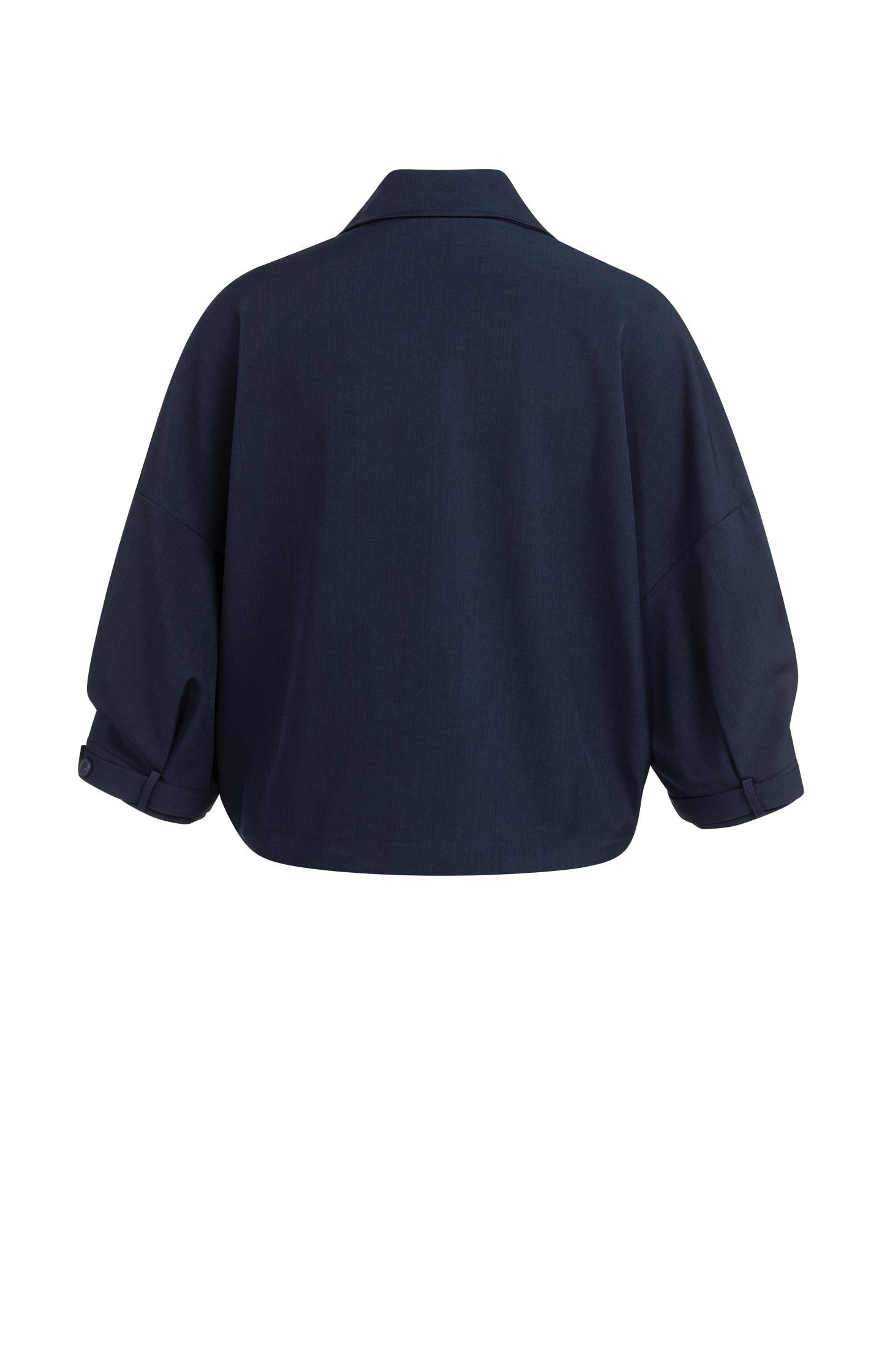Blouse jacket with adjustable waistband and pockets