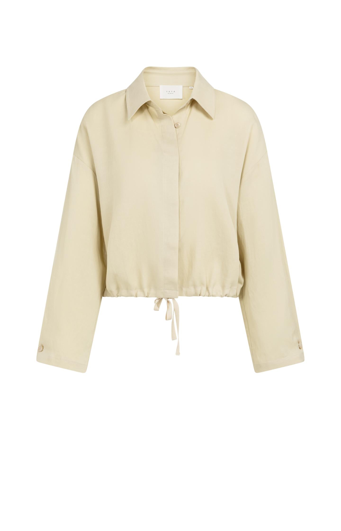 Blouse jacket with drawstring and hidden buttons
