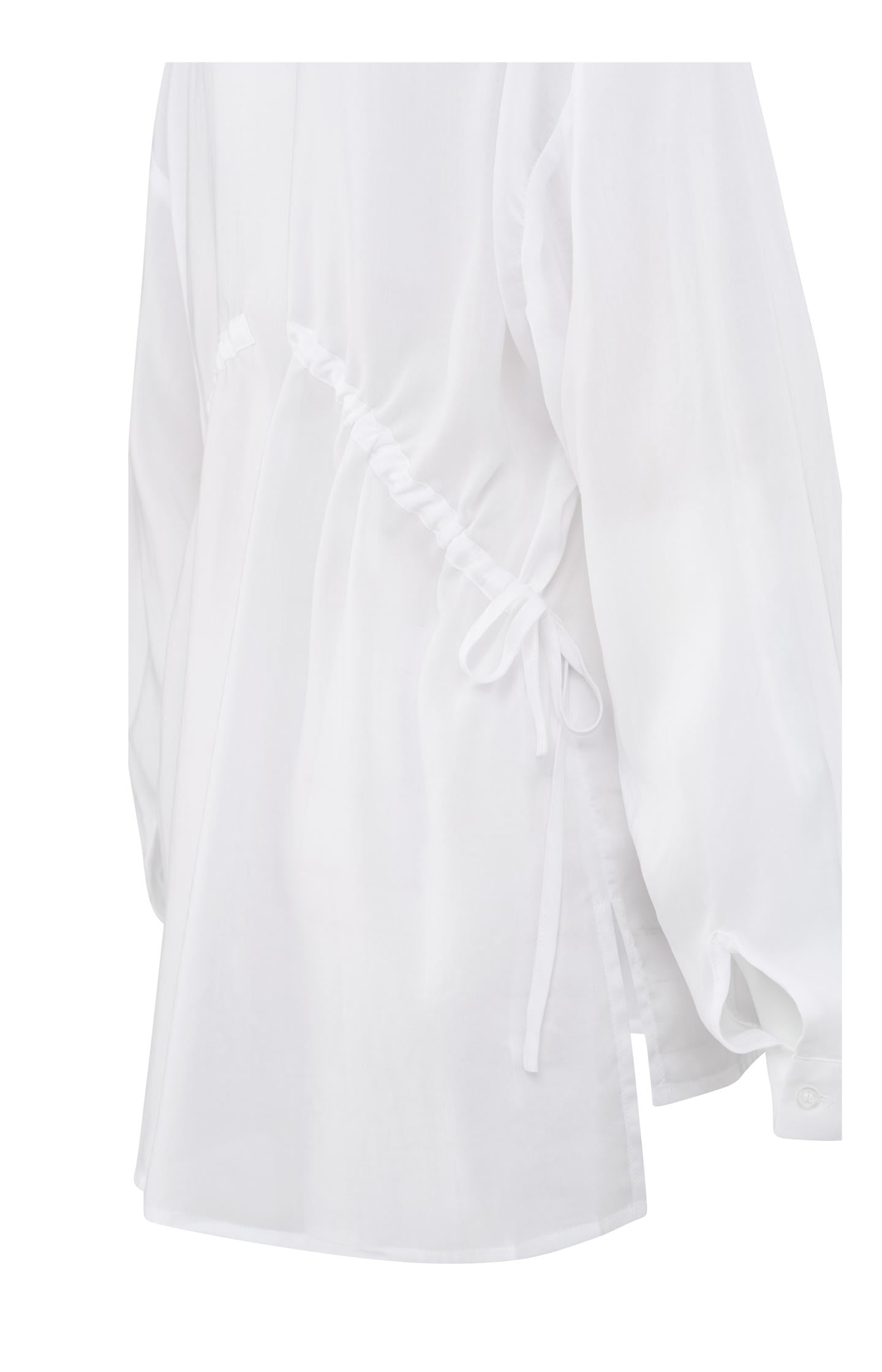 Blouse with adjustable tie strings