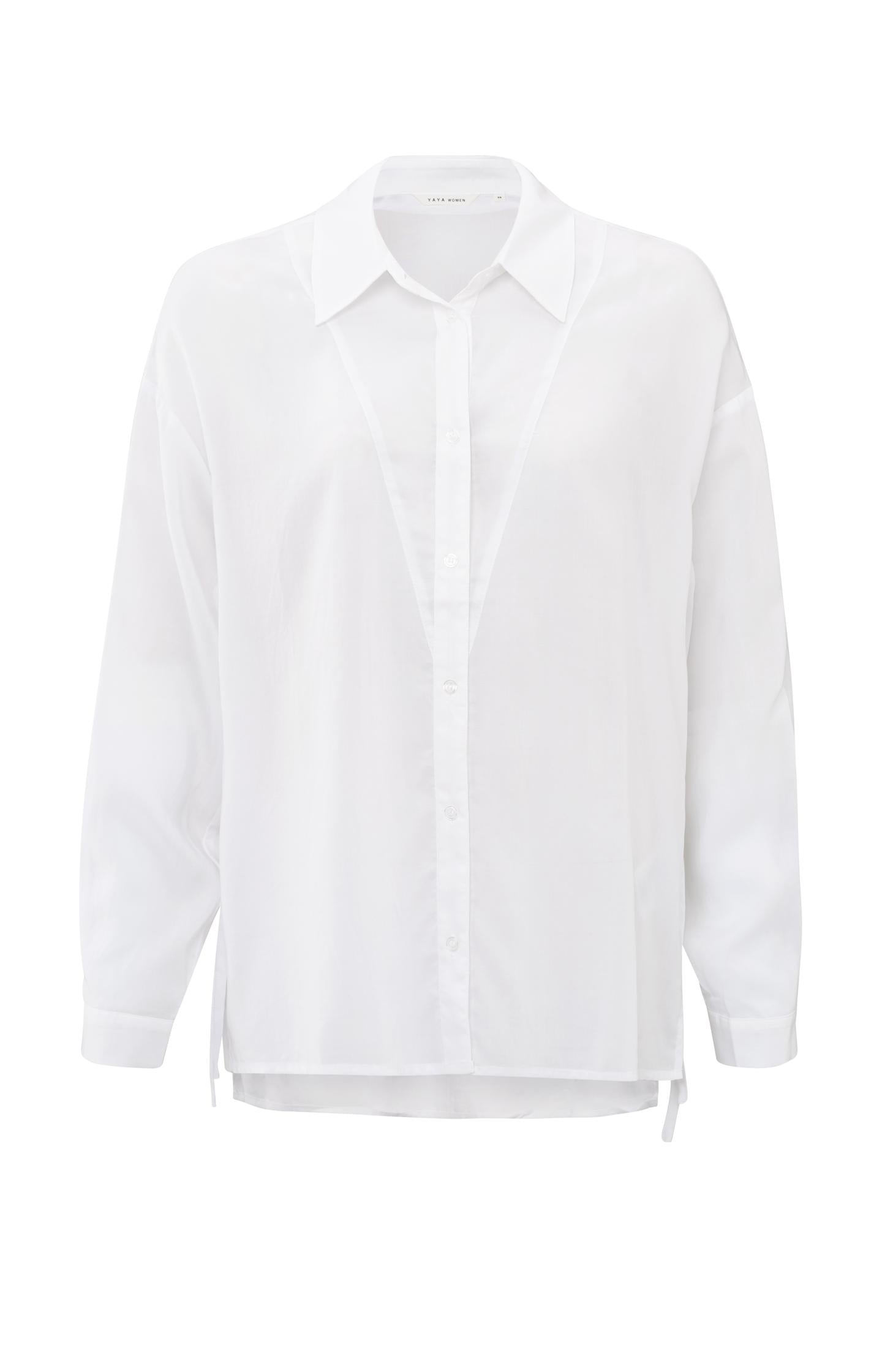 Blouse with adjustable tie strings