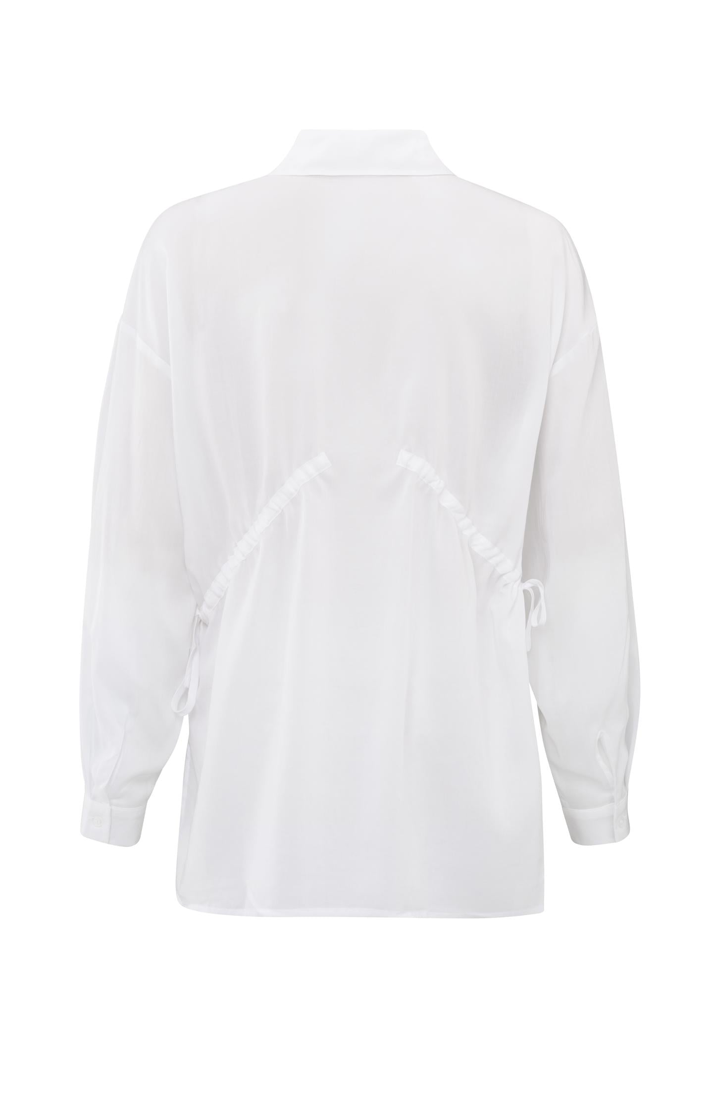 Blouse with adjustable tie strings