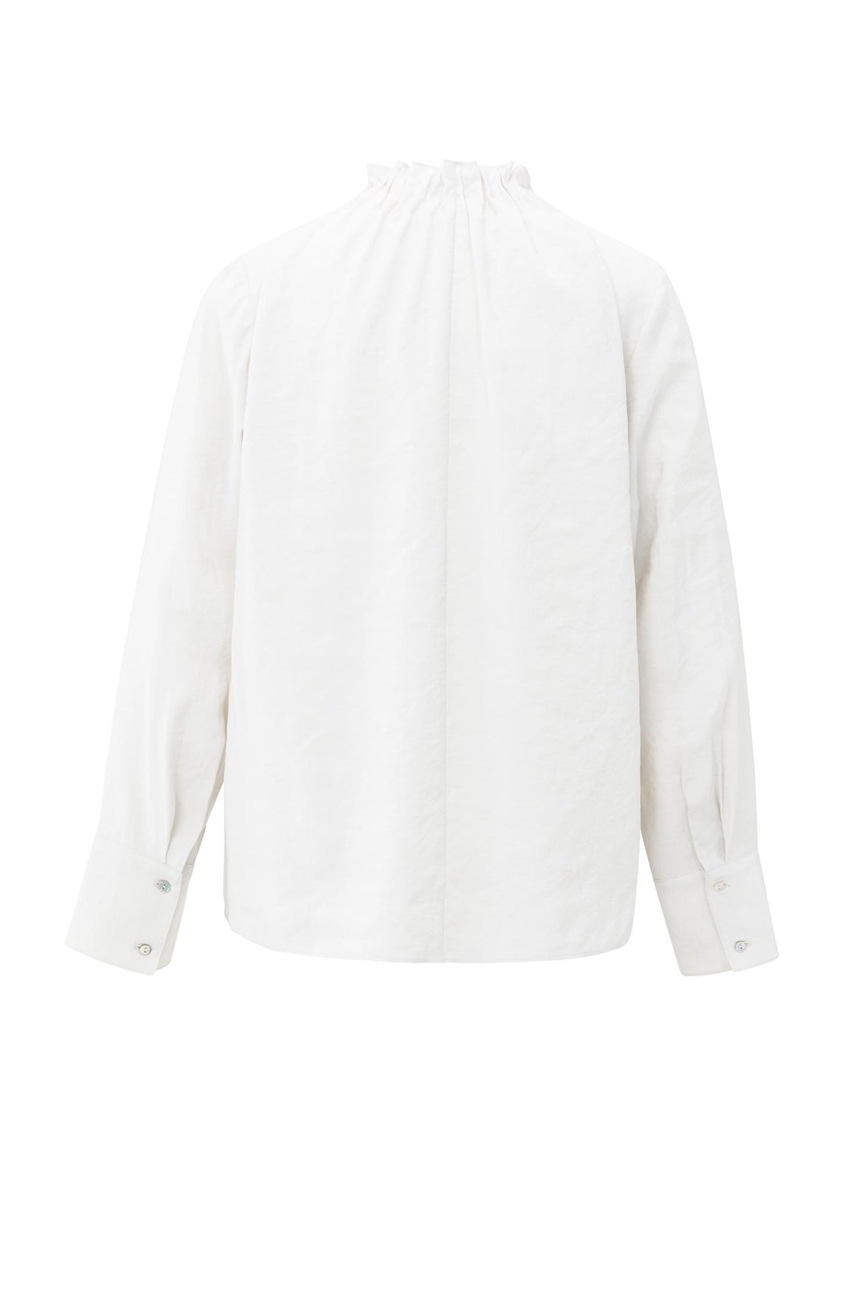 Blouse with high neck and pleated details - Pure White