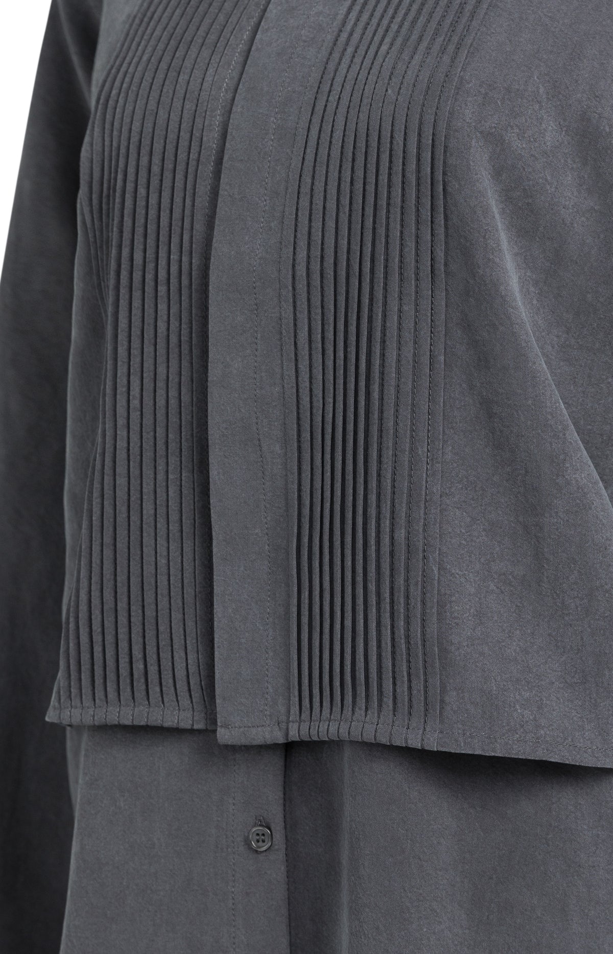 Blouse with layered gilet and pleated details