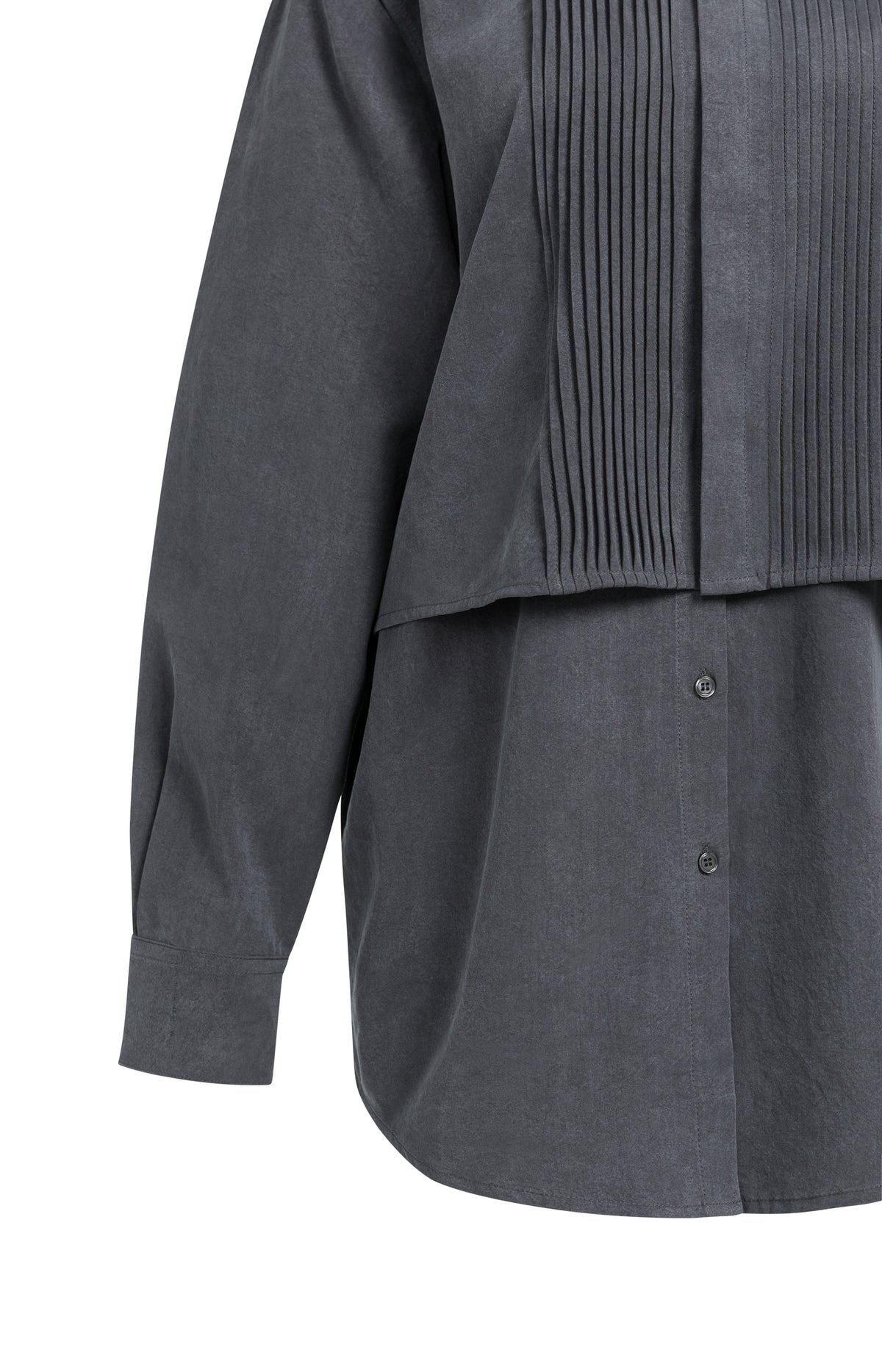 Blouse with layered gilet and pleated details