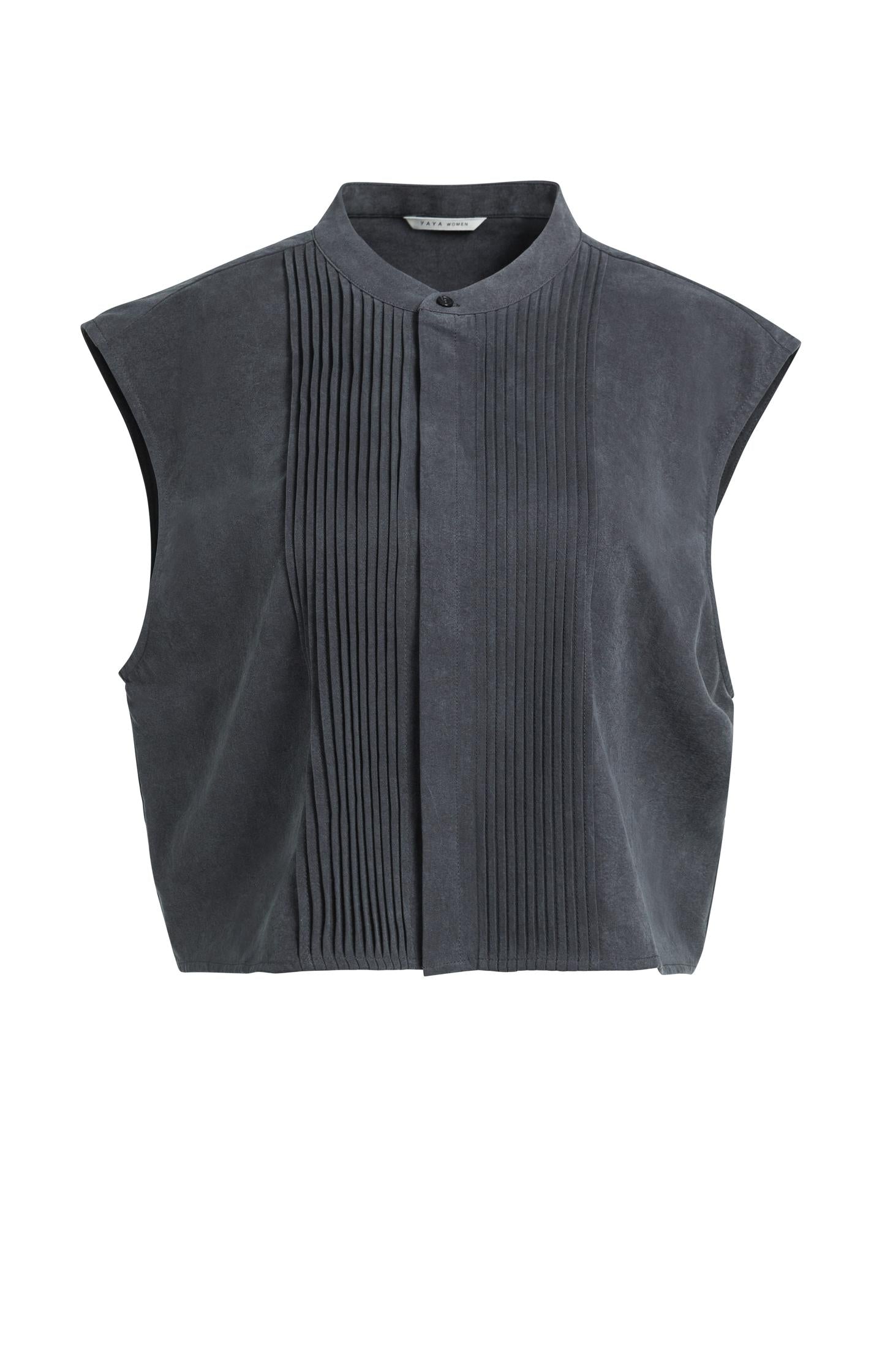 Blouse with layered gilet and pleated details