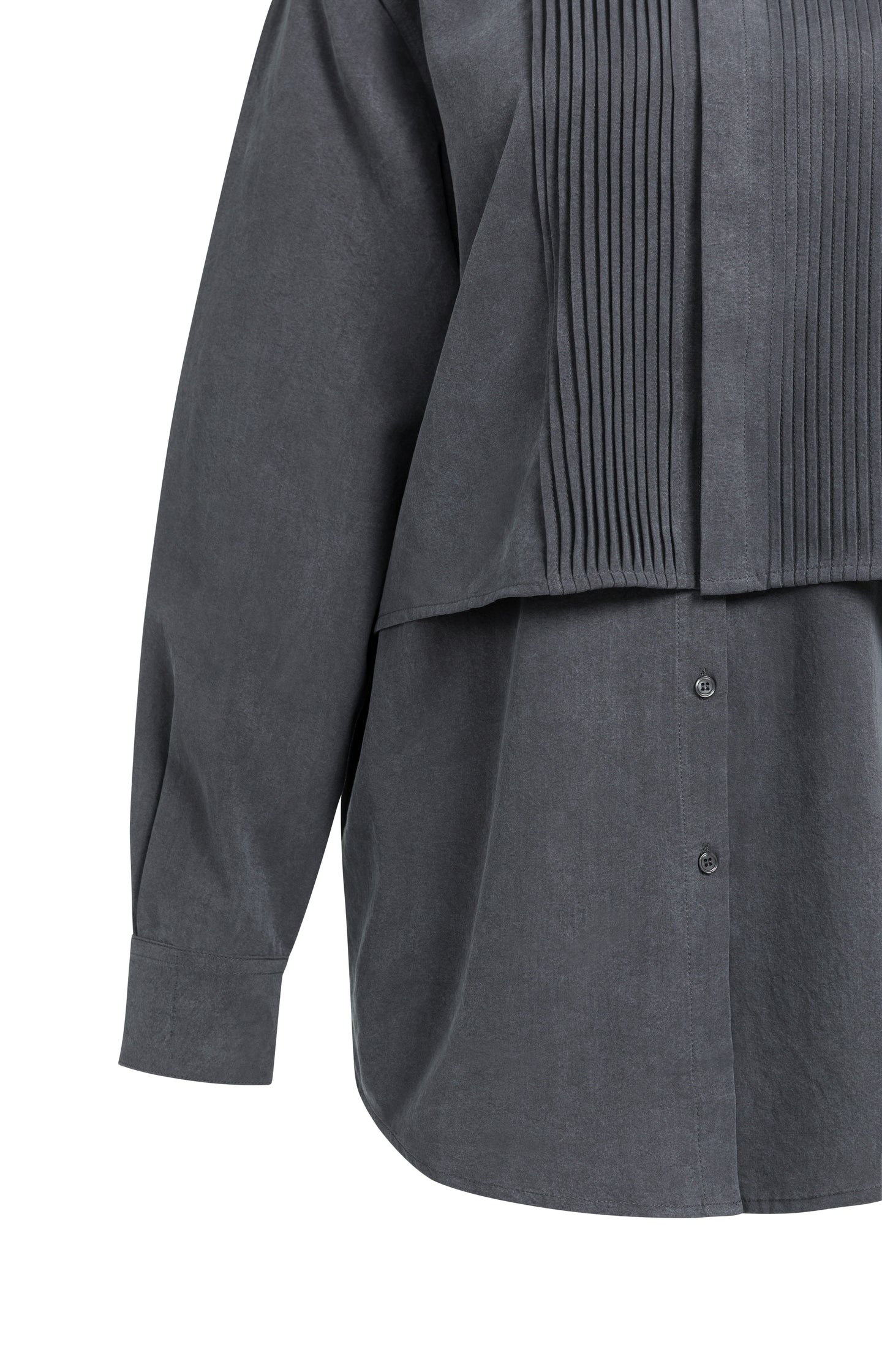 Blouse with layered gilet and pleated details