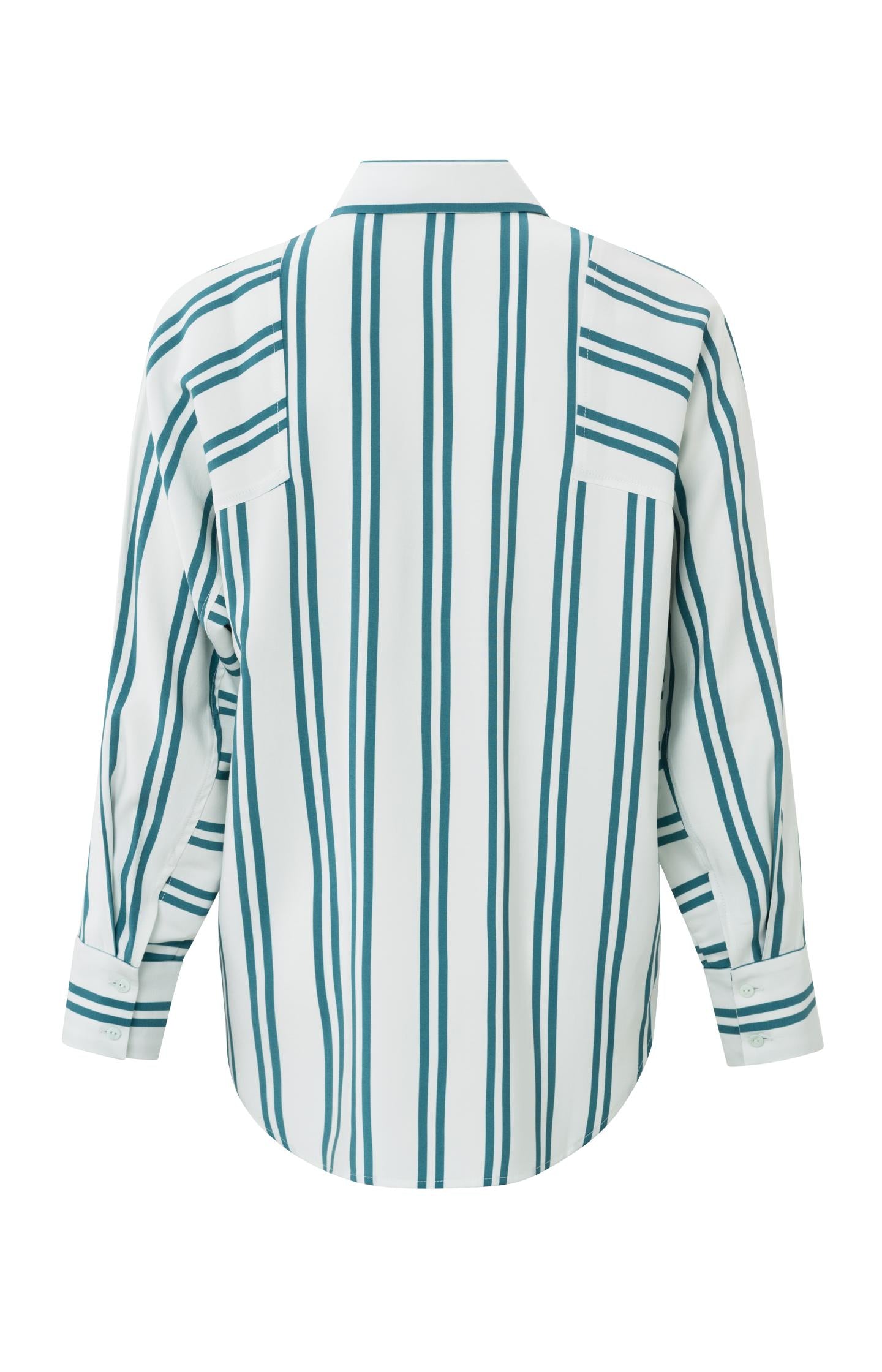 Blouse with long sleeves, buttons and asymmetric stripes