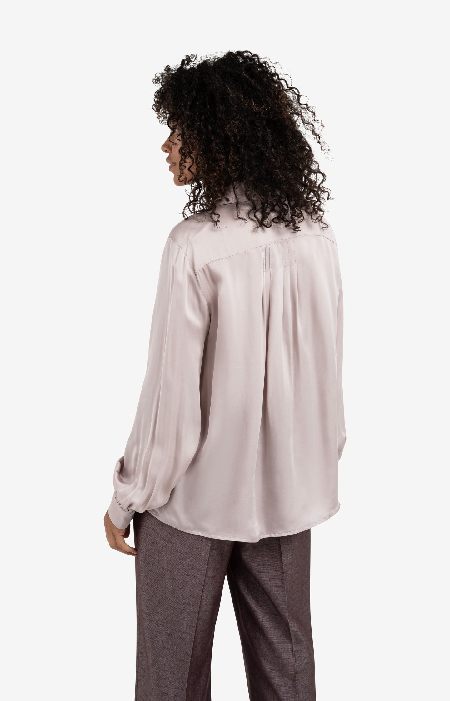 Blouse with pleated details and satin finish