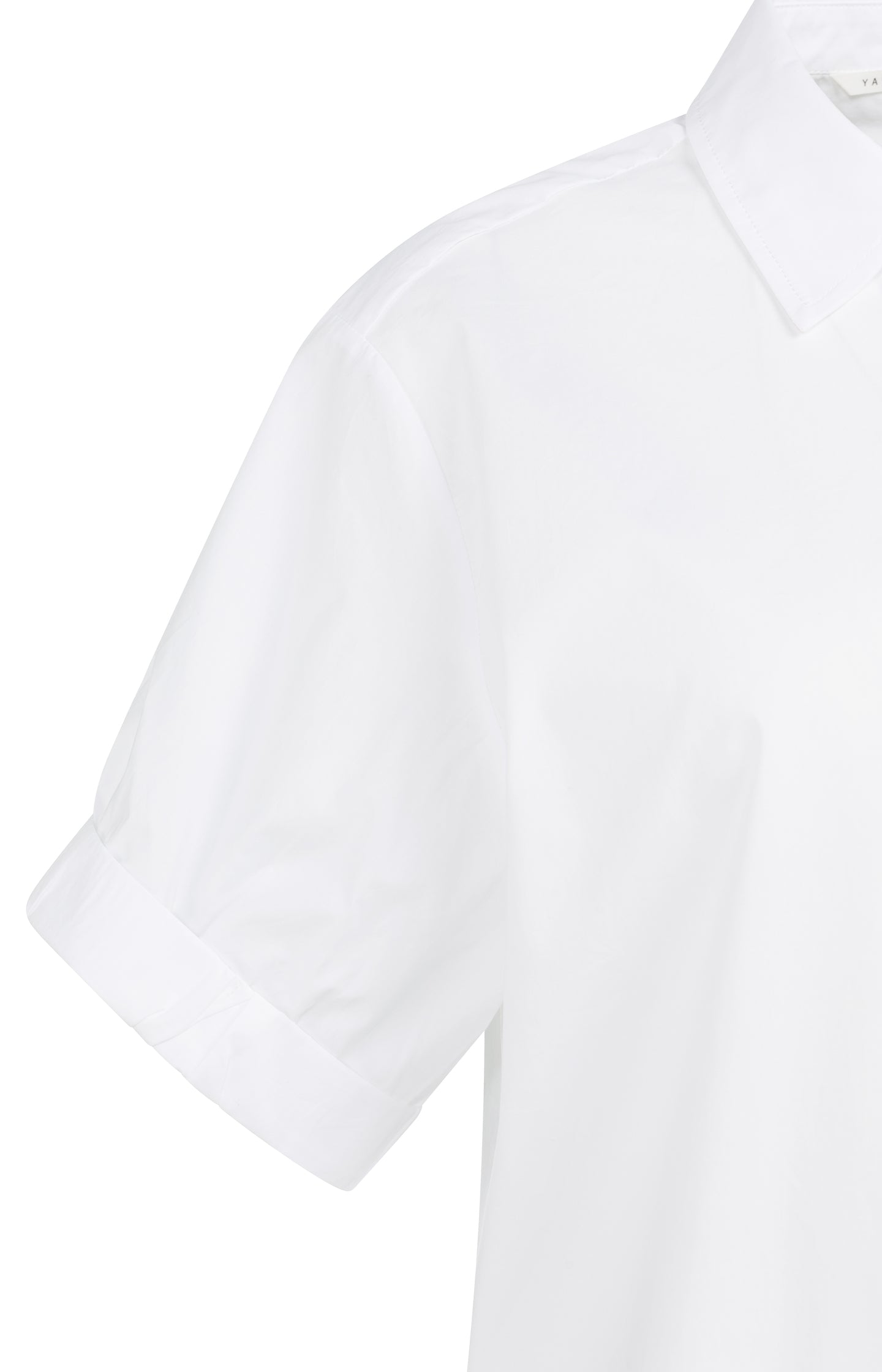 Blouse with short rolled-up sleeves and collar