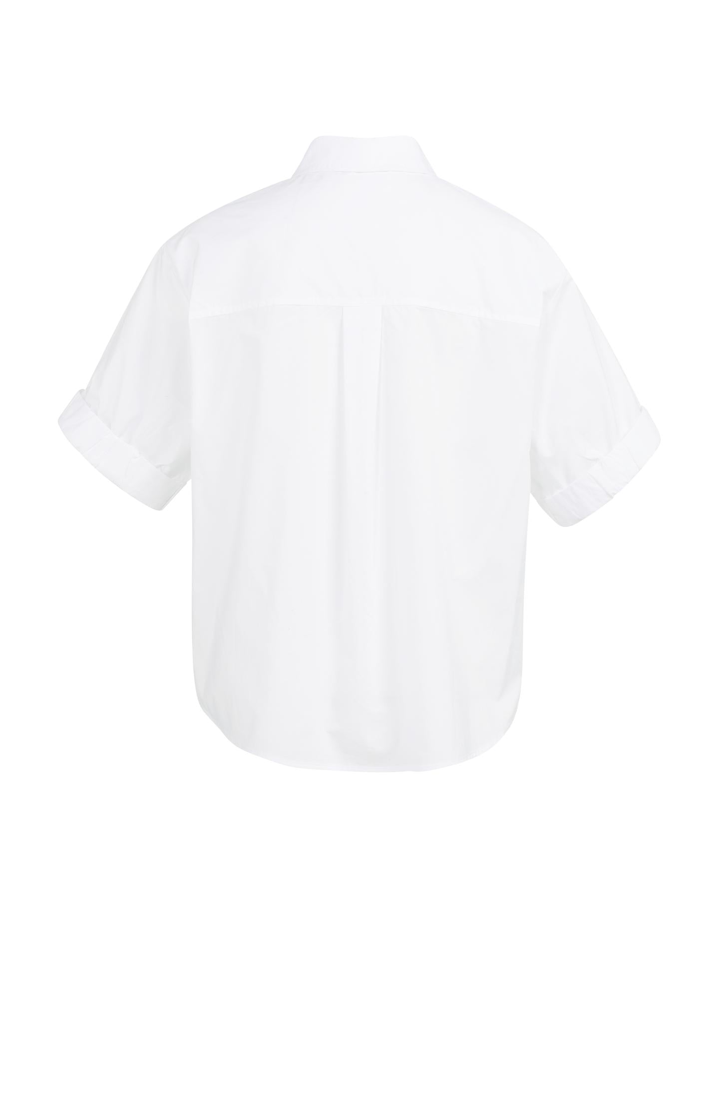 Blouse with short rolled-up sleeves and collar