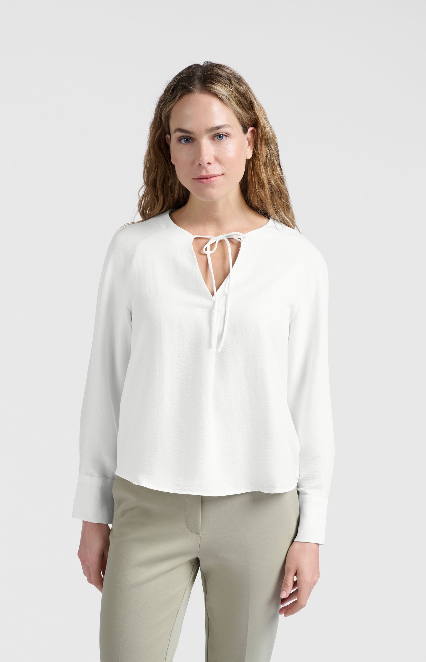 Blouse with V-neck and tie detail - Type: lookbook