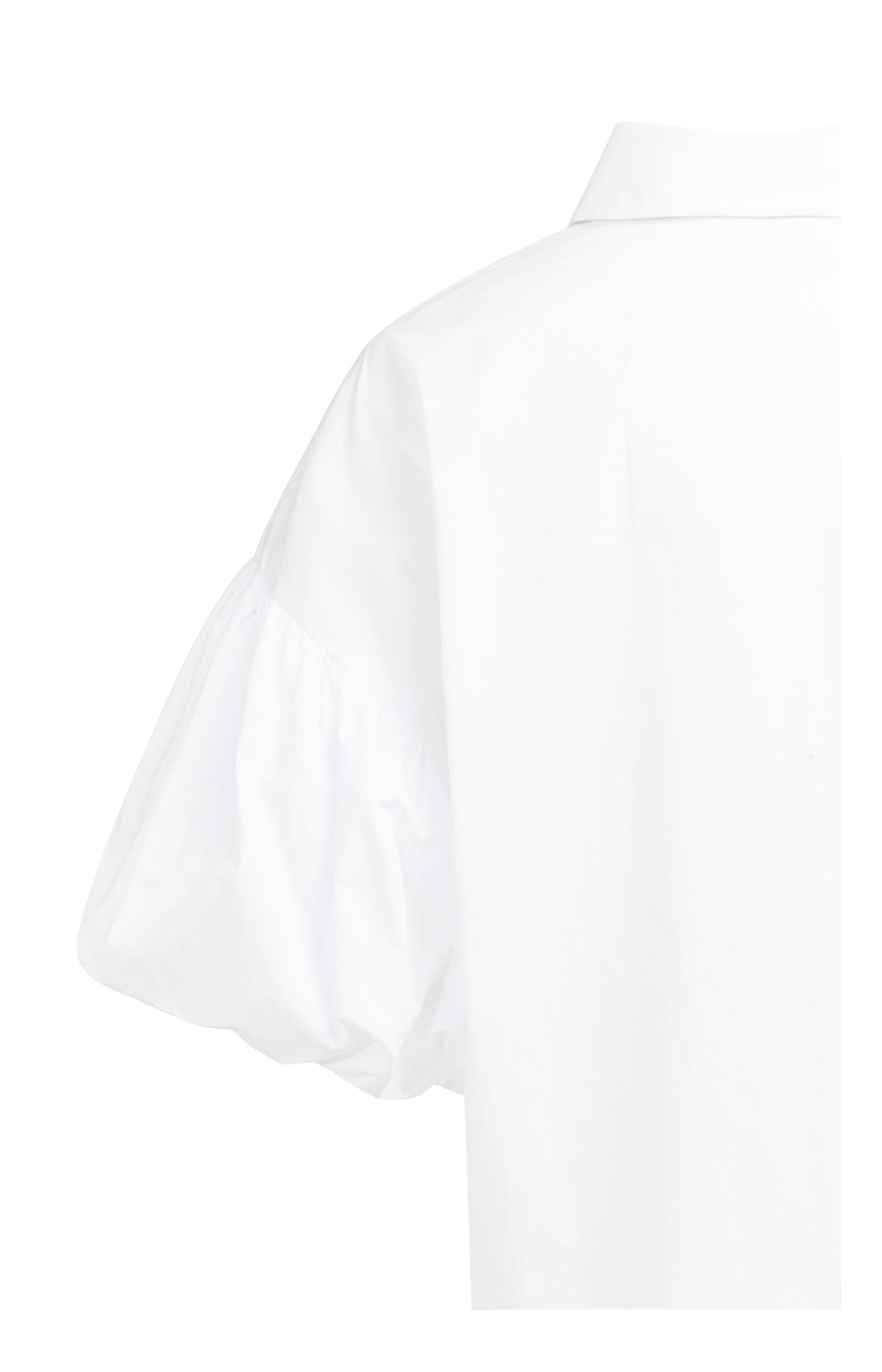 Blouse with voluminous balloon sleeves and classic collar