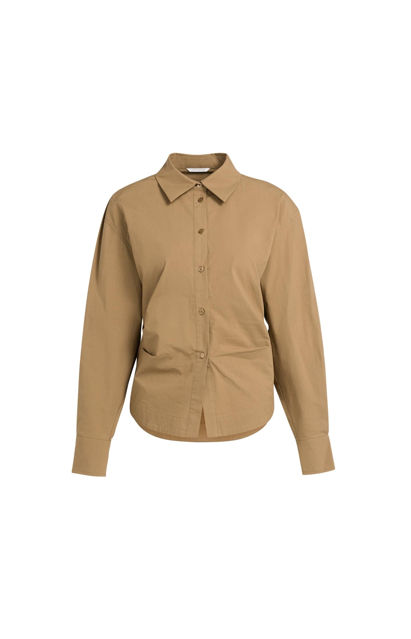 Blouse with waist accent and pleat detail