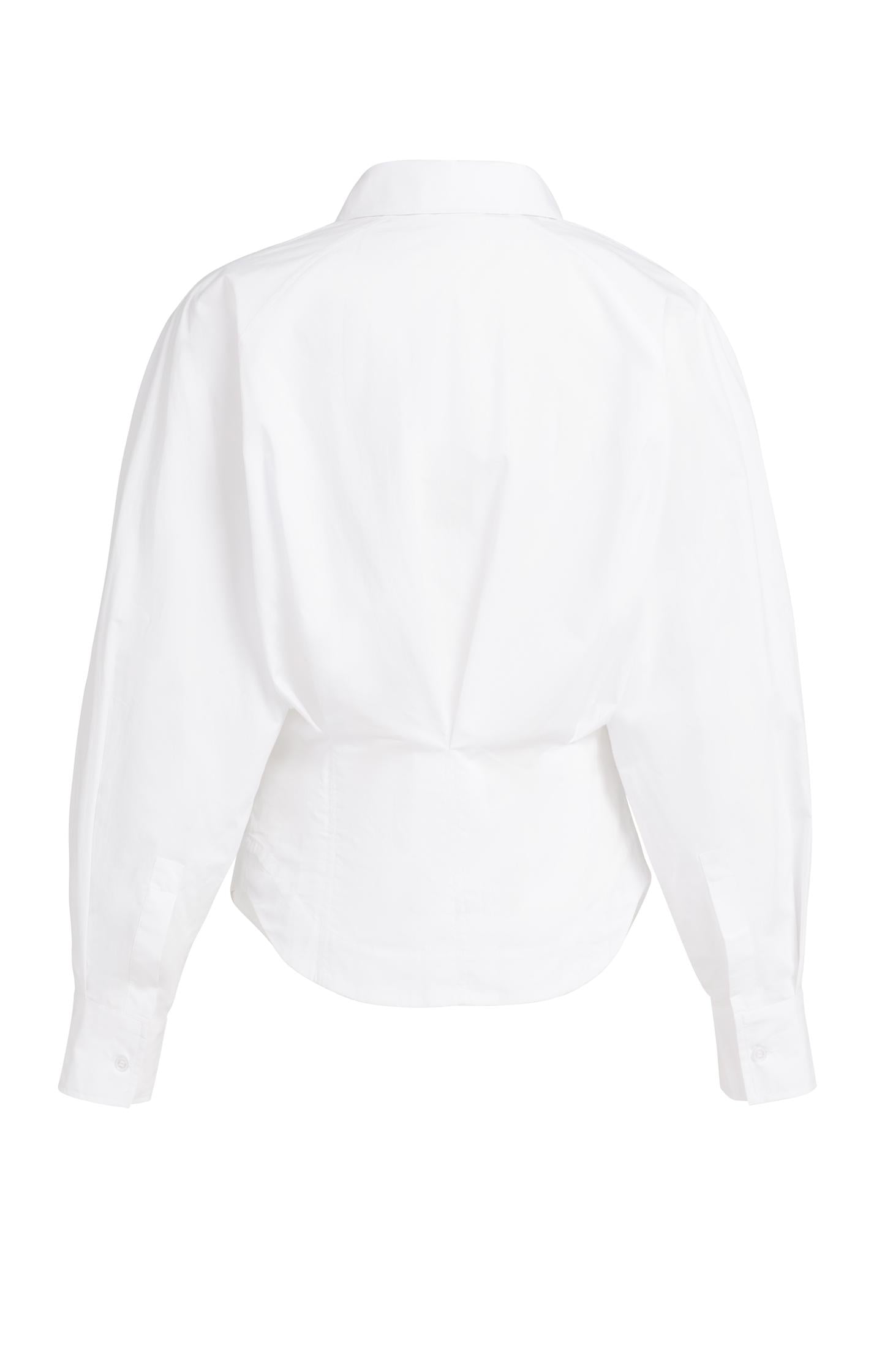 Blouse with waist accent and pleat detail