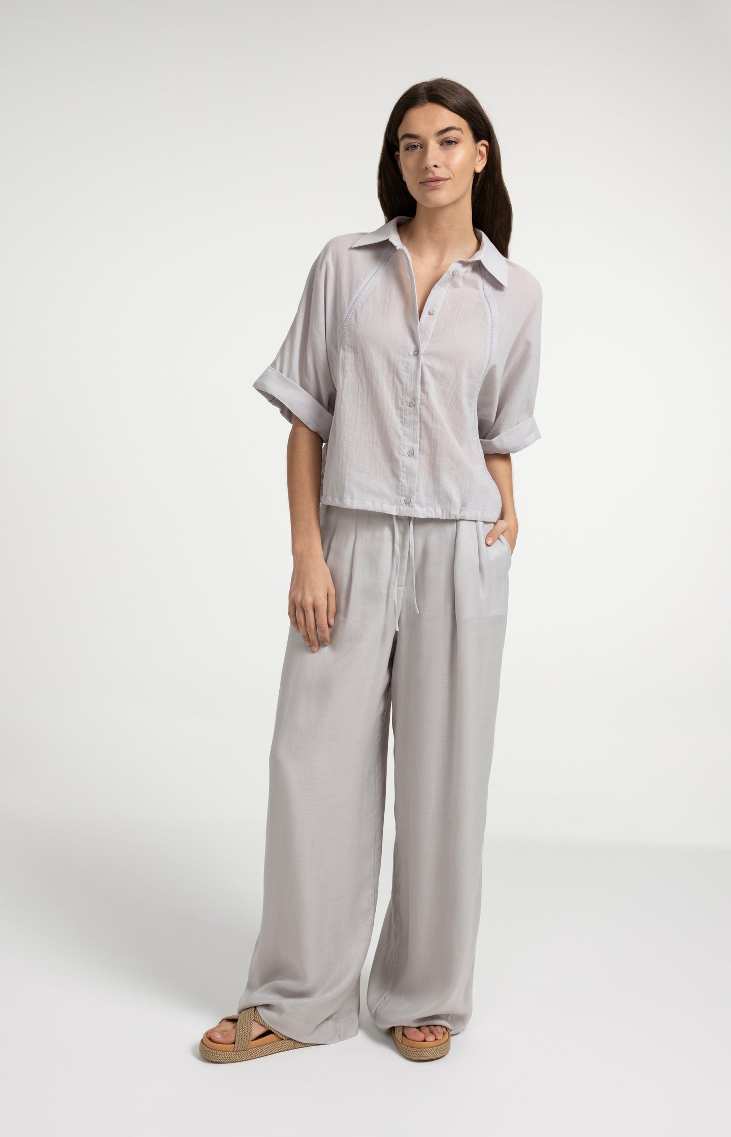 Blouse with wide sleeves and braided details - Type: lookbook