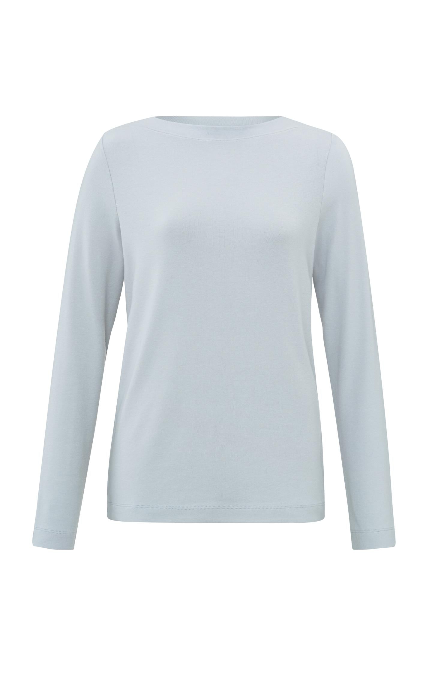 Boat neck top with long sleeves and fitted fit - Type: product
