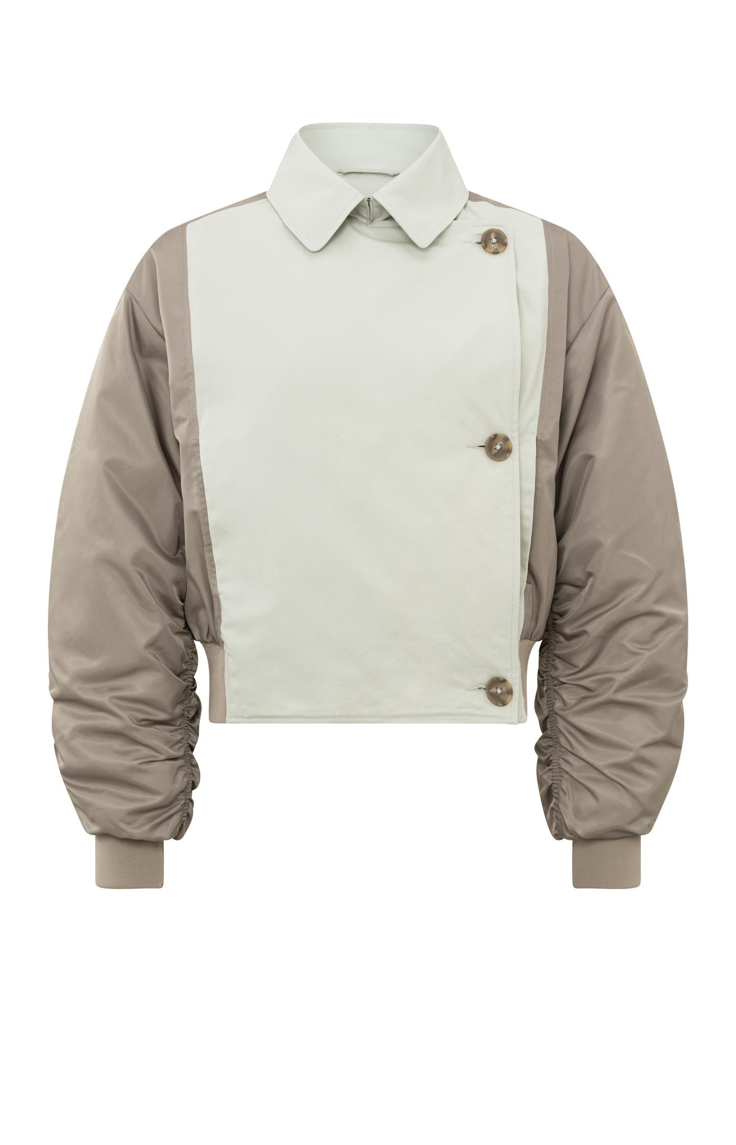 Bomber jacket with trenchcoat details and pleated sleeves - Type: product