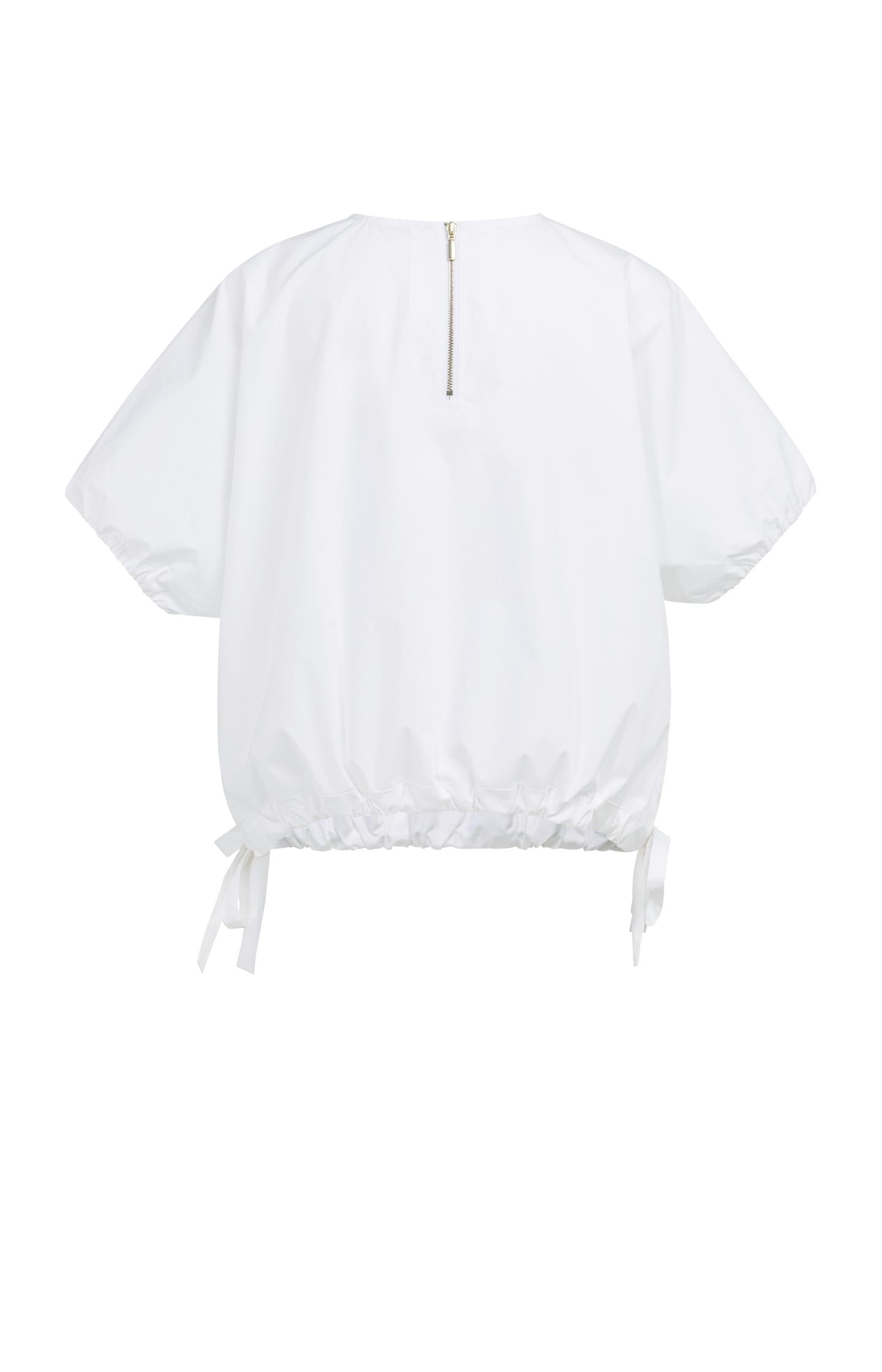 Boxy top met verstelbare taille en pofmouwen
