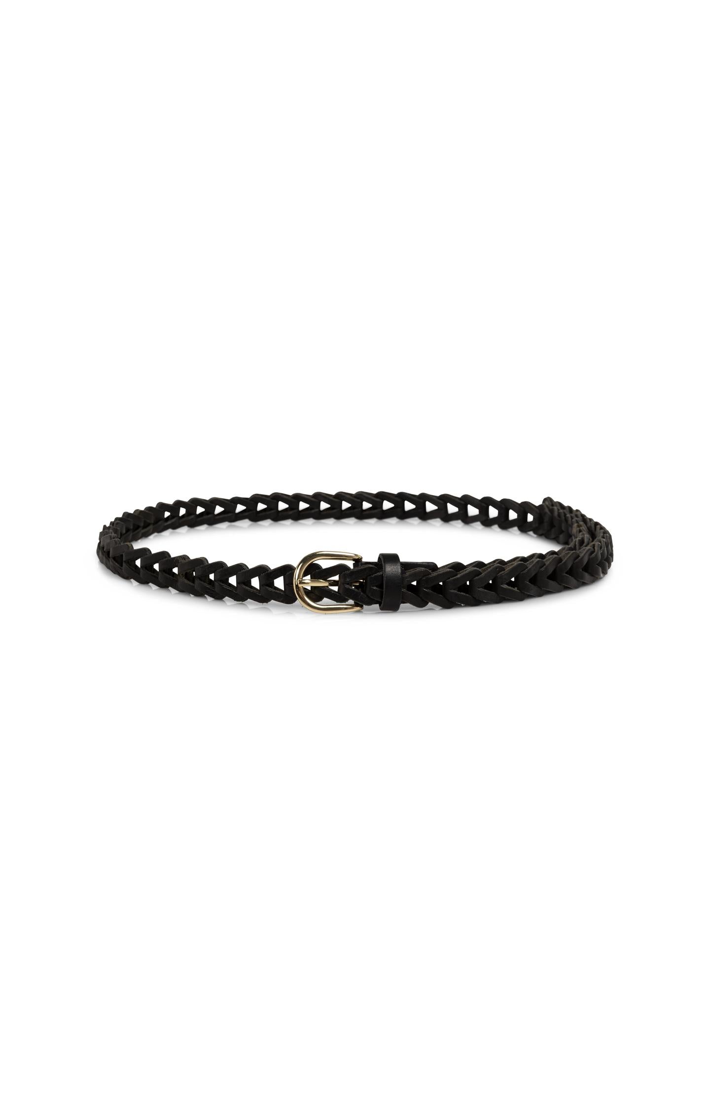 Braided leather belt with buckle - Type: product