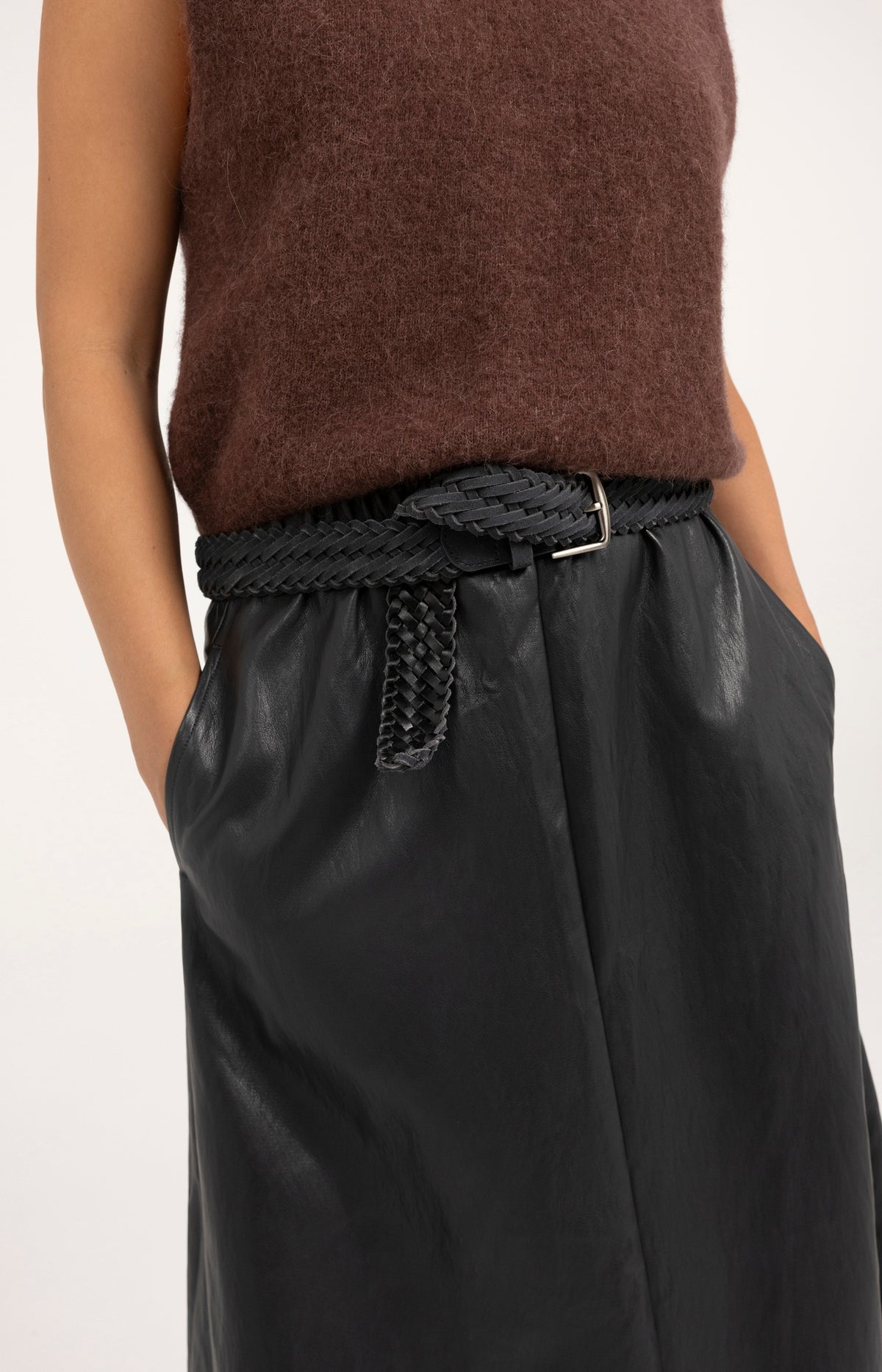 Ceinture tressée en suédine avec boucle - Dark Anthracite