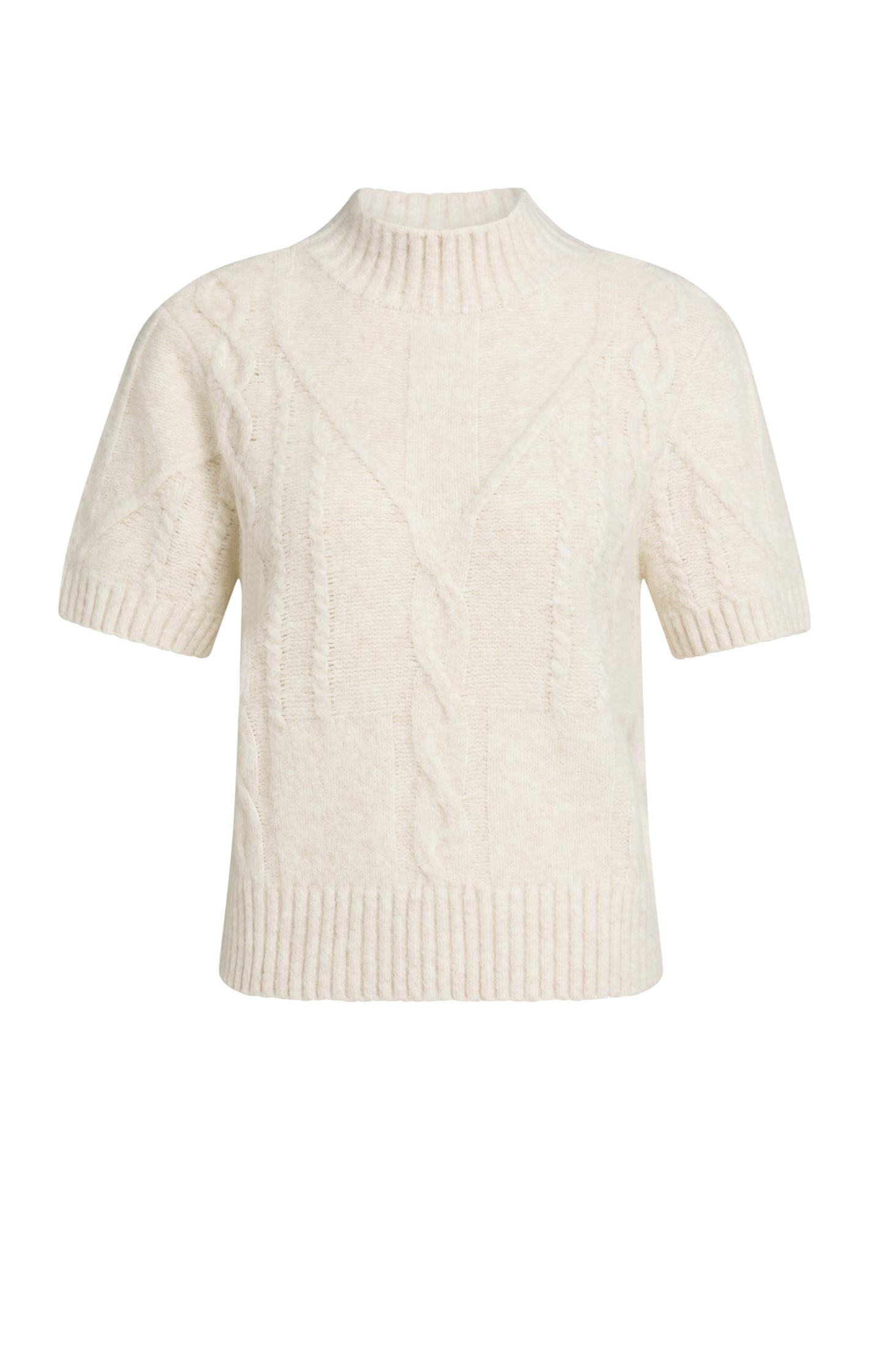 Cable knit sweater with short sleeves