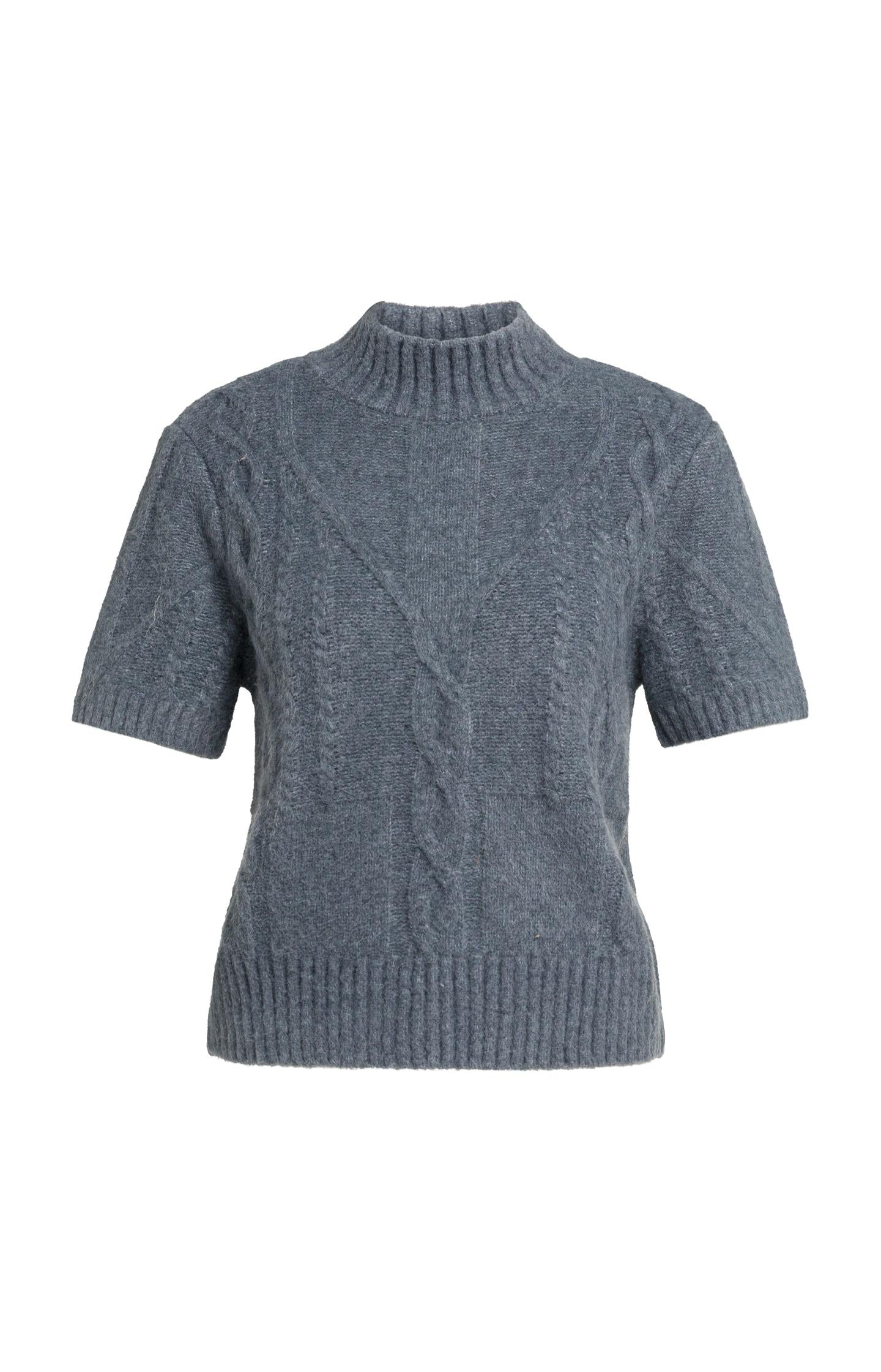 Pull en maille torsadée à manches courtes