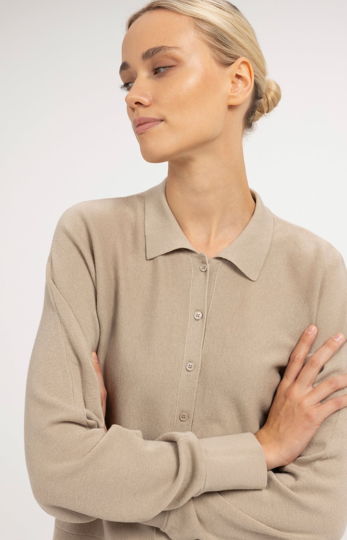 Cardigan with collar and button closure - Pure Cashmere Grey